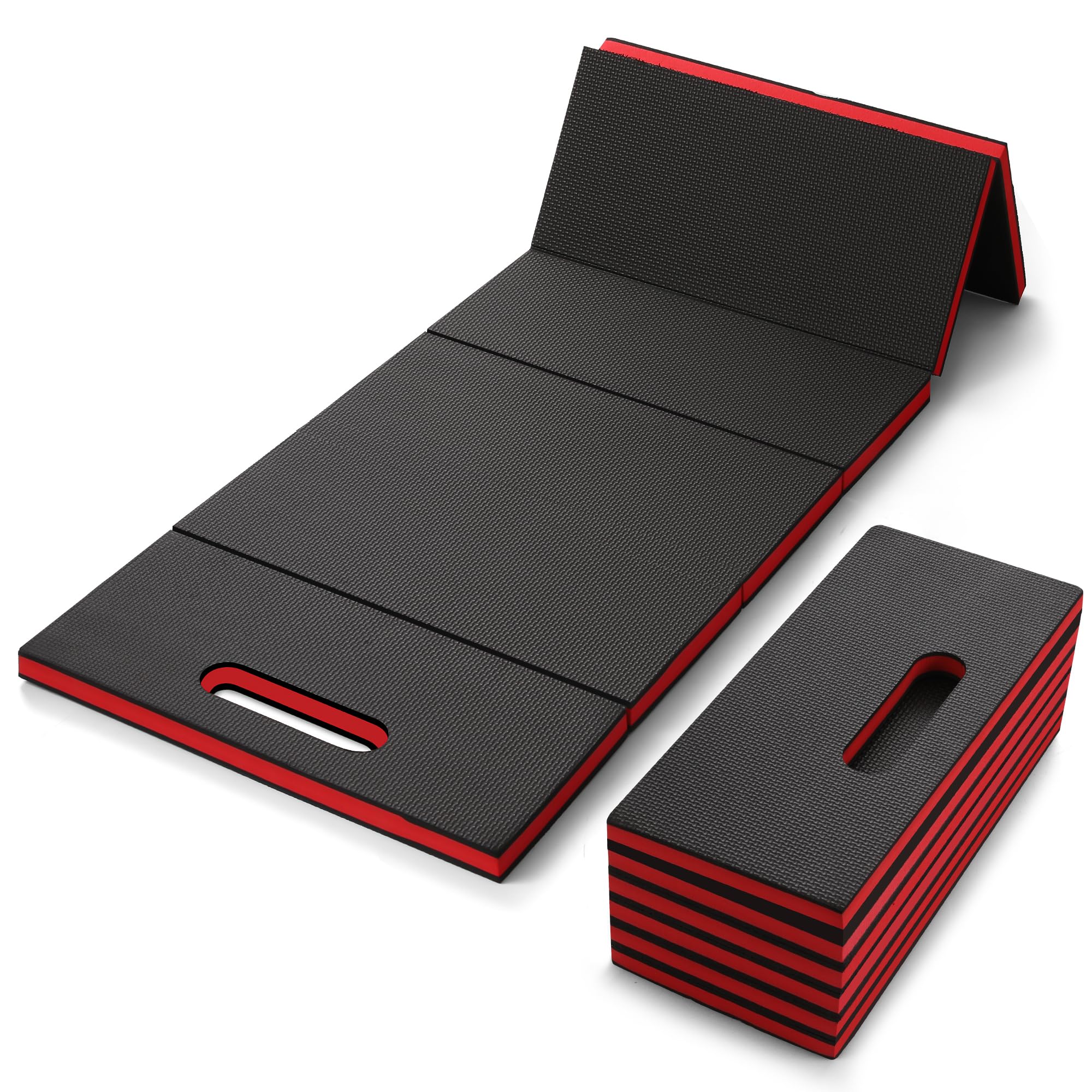 Sevenjungle Foldable EVA Utility Mat with Handle, Heavy Duty Mechanic Mat for Kneeling, Workouts, Garages, Gardening, Camping, Picnics, Outdoor