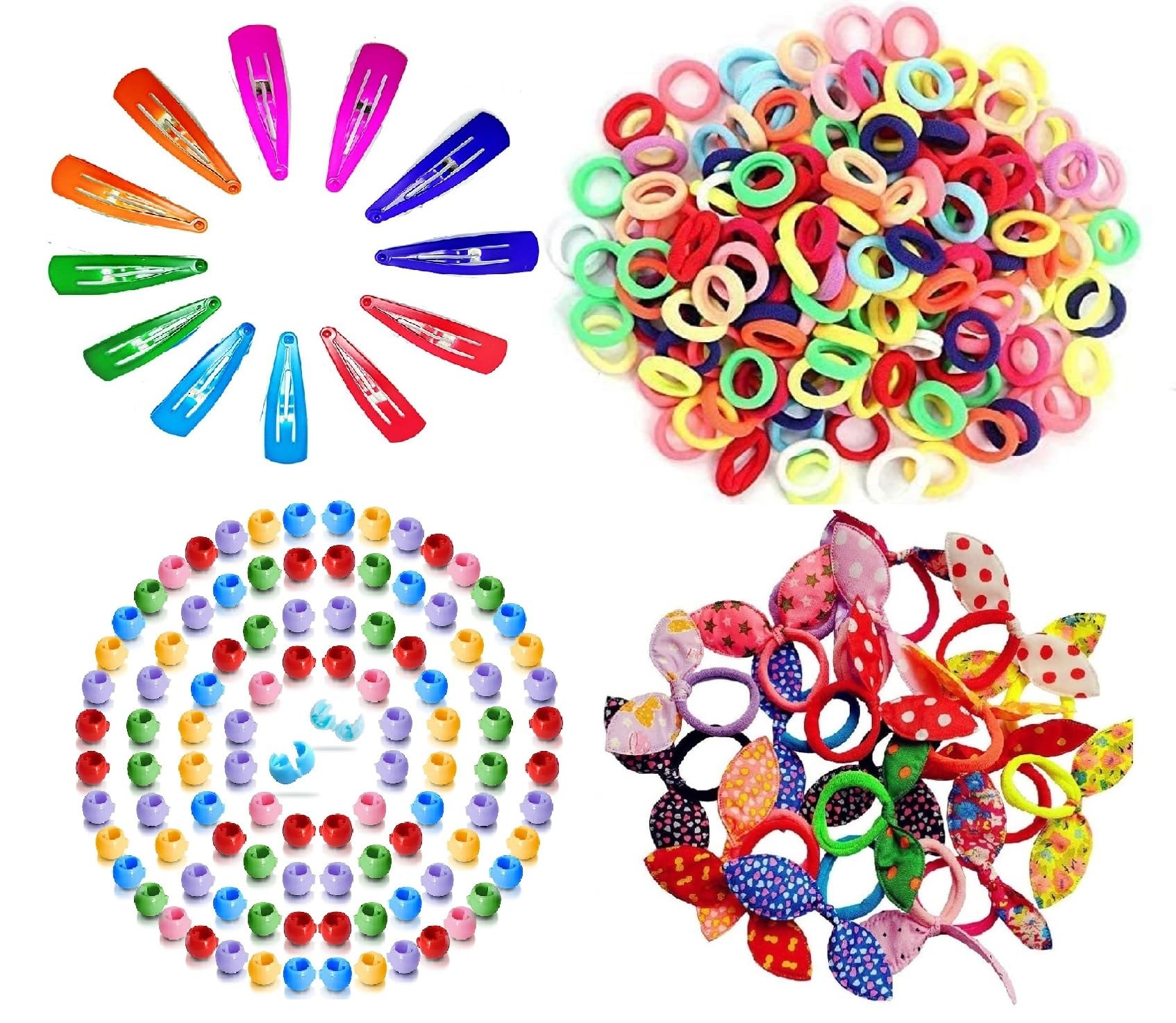 Snowpearl 50 Pieces Stylish Hair Accessories Combo for Kids – Color Tic Tac Hair Clips | Mini Beads Hair Claws | Mini Hair Rubber Bands | Bunny Ear Hair Rubber Bands for Kids & Girls - Multicolor (B0C9JV6WDR) Amazon Price History, Amazon Price Tracker