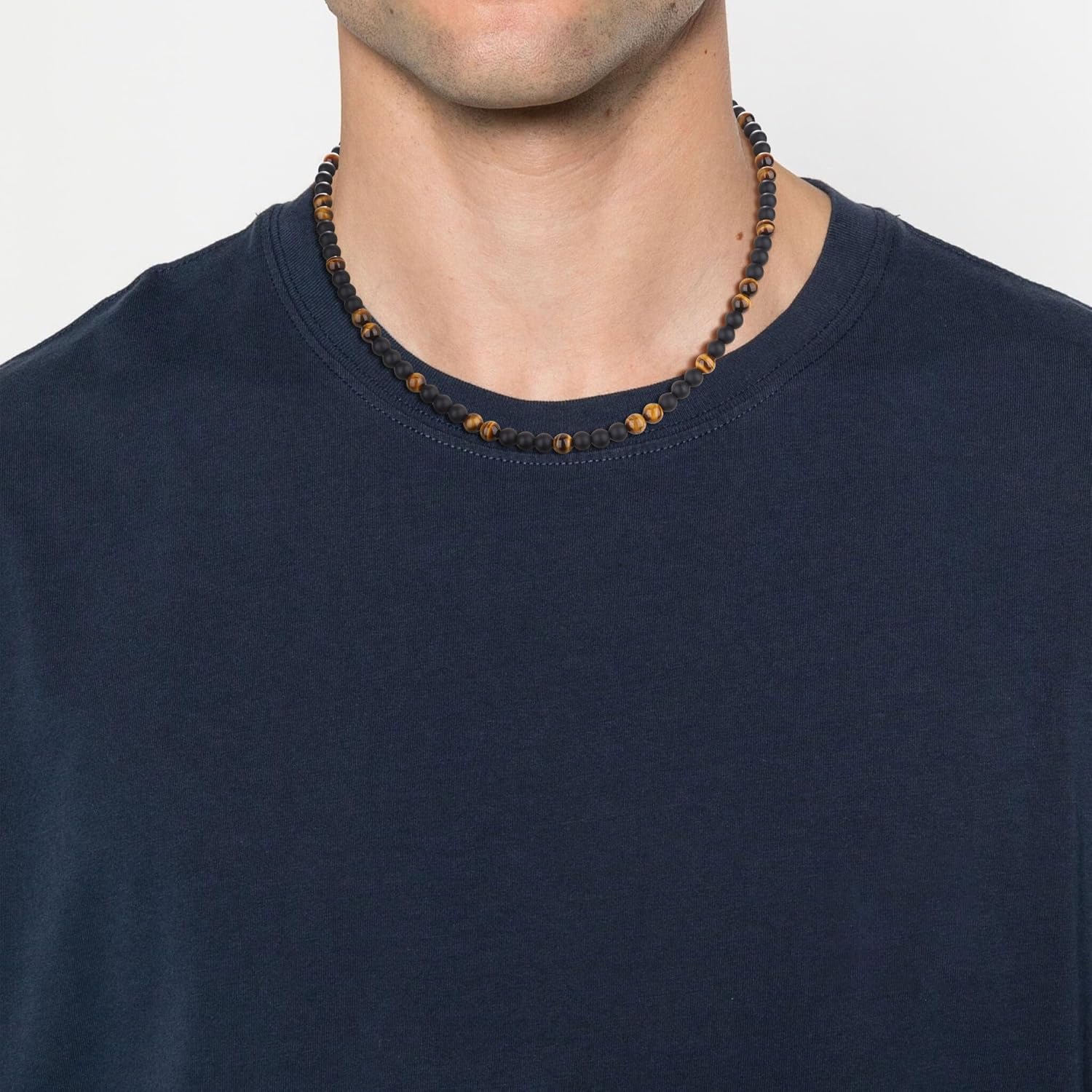 GAVU Matte Onyx Crystal Beaded Necklace for Men 20"/22"/24"/26" - Image 2