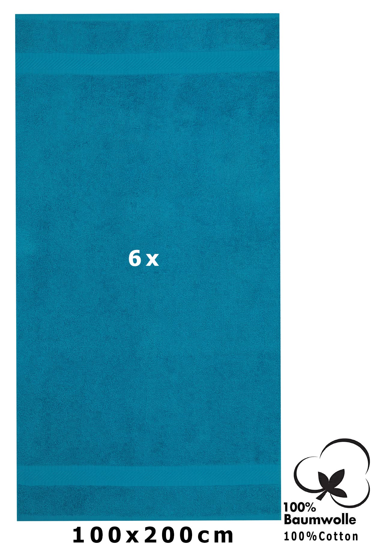 Betz Lot de 6 Serviettes de Bain XXL Palermo 100% Coton 100x200 cm Couleur Bleu pétrole