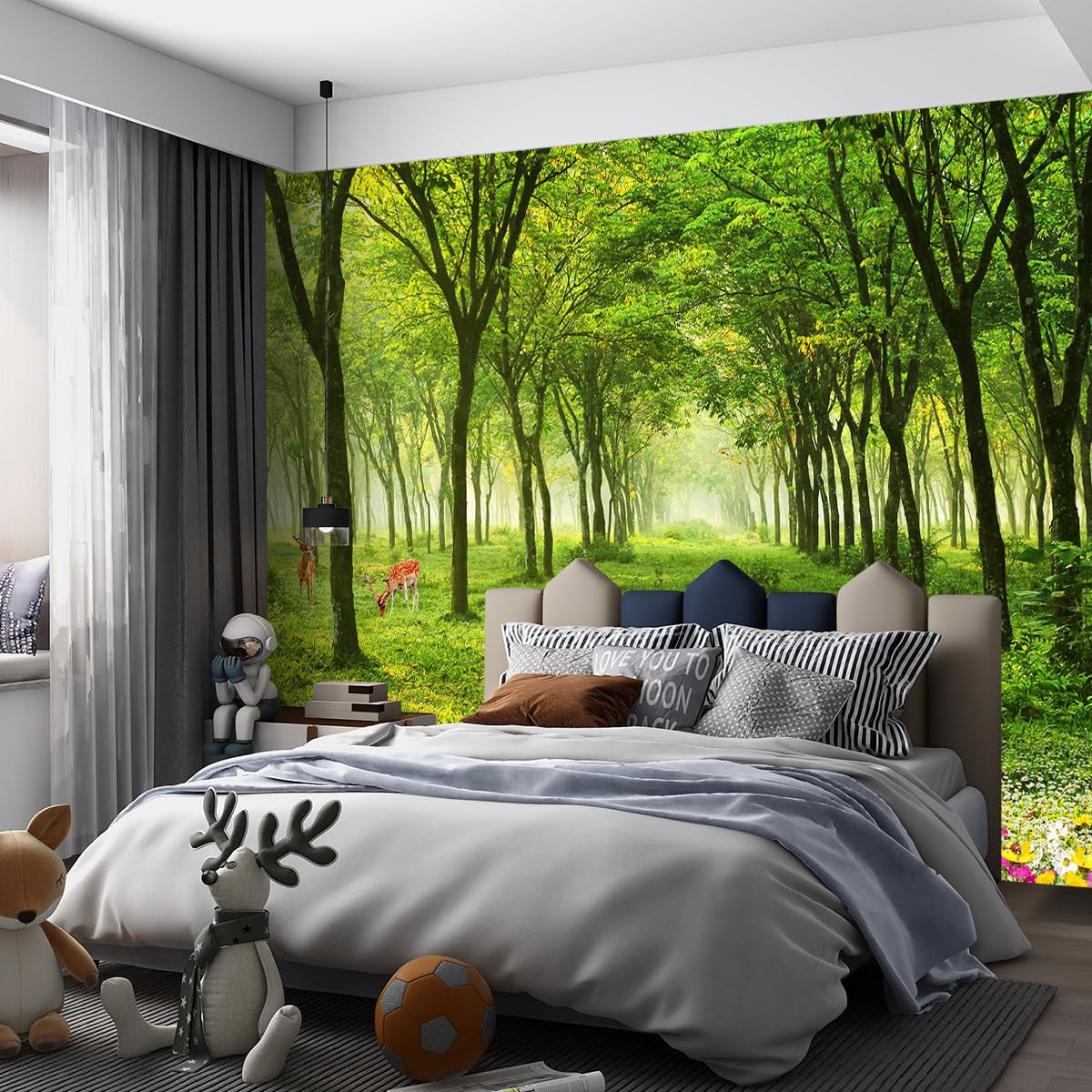 nature forest tree mural woodland landscape backgrounds cottage jungle wallpaper extra large wall murals for bedroom living room not peel and stick - 108''x 75''