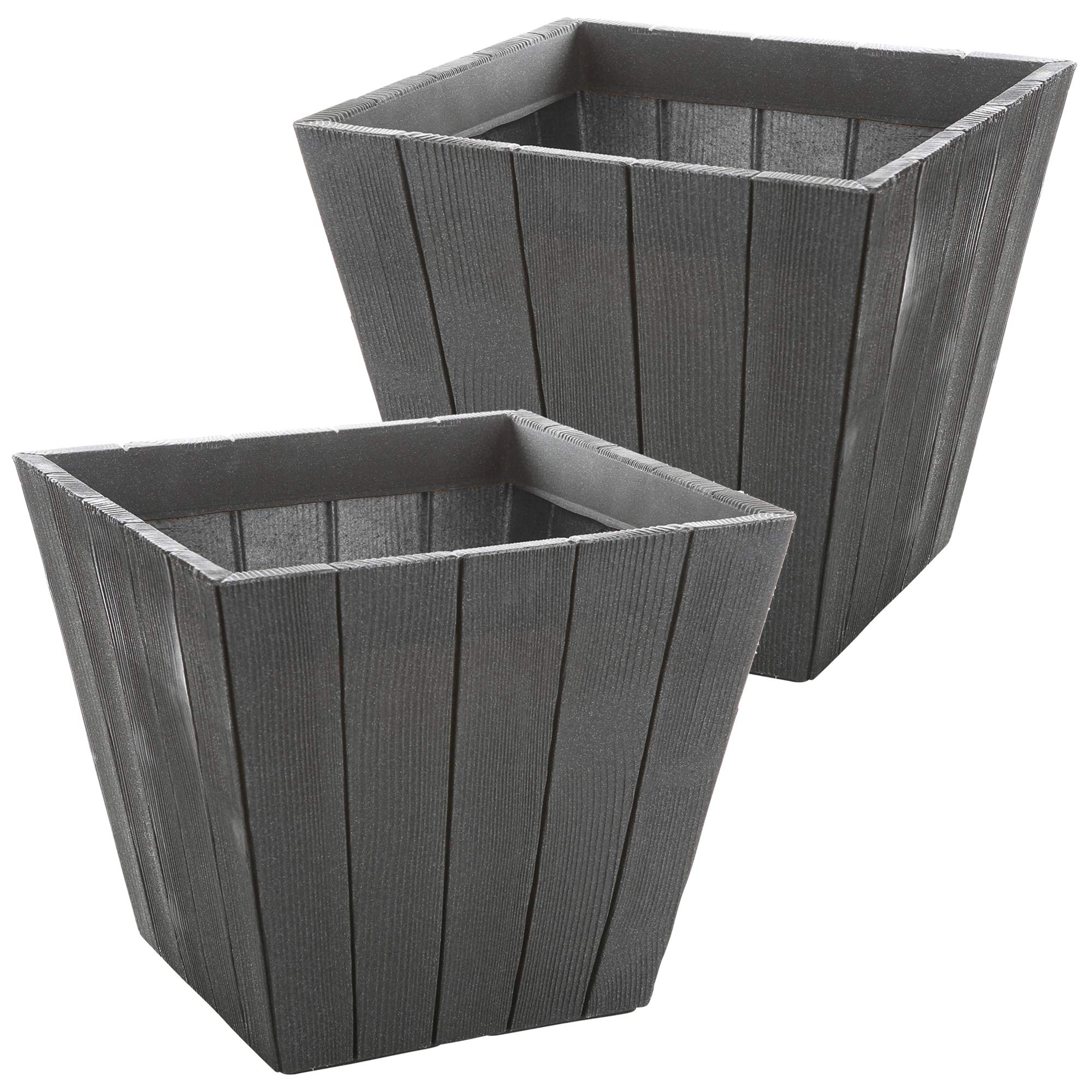 URBNLIVING Vaso Rotondo In Plastica Per Fiori – Diametro 25-40 Cm, Colore Grigio, Resistente Alle Intemperie Per Interni/Esterni