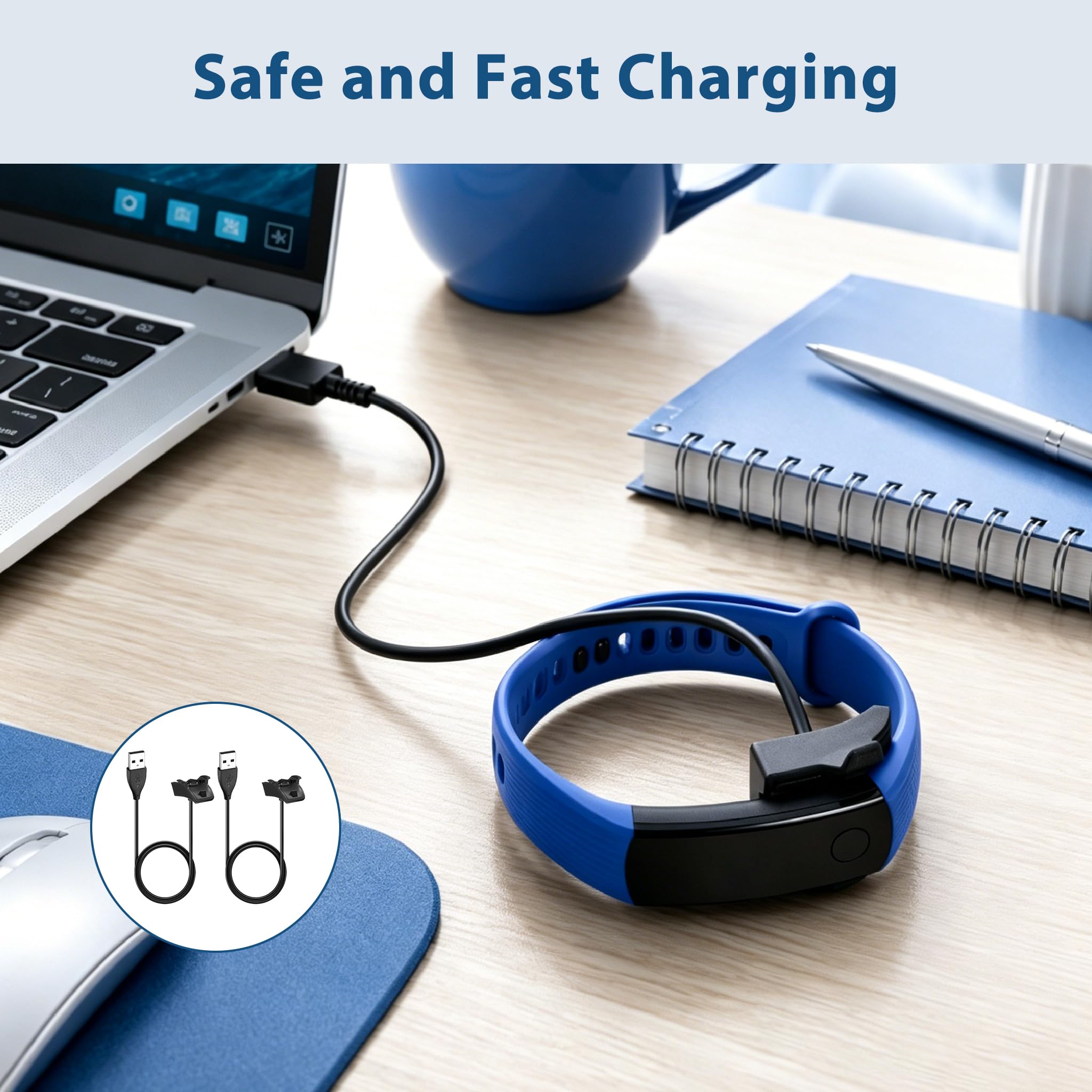 2 Stück Ladekabel Kompatibel mit Honor Band 5, 4, 3 und Huawei Band 4 Pro, 3 Pro, 2 Pro, Ladegerät Ersatz für Fitness Tracker, Tragbares Smartband Ladegerät mit Schutzchip und Kabel für Büro Reise