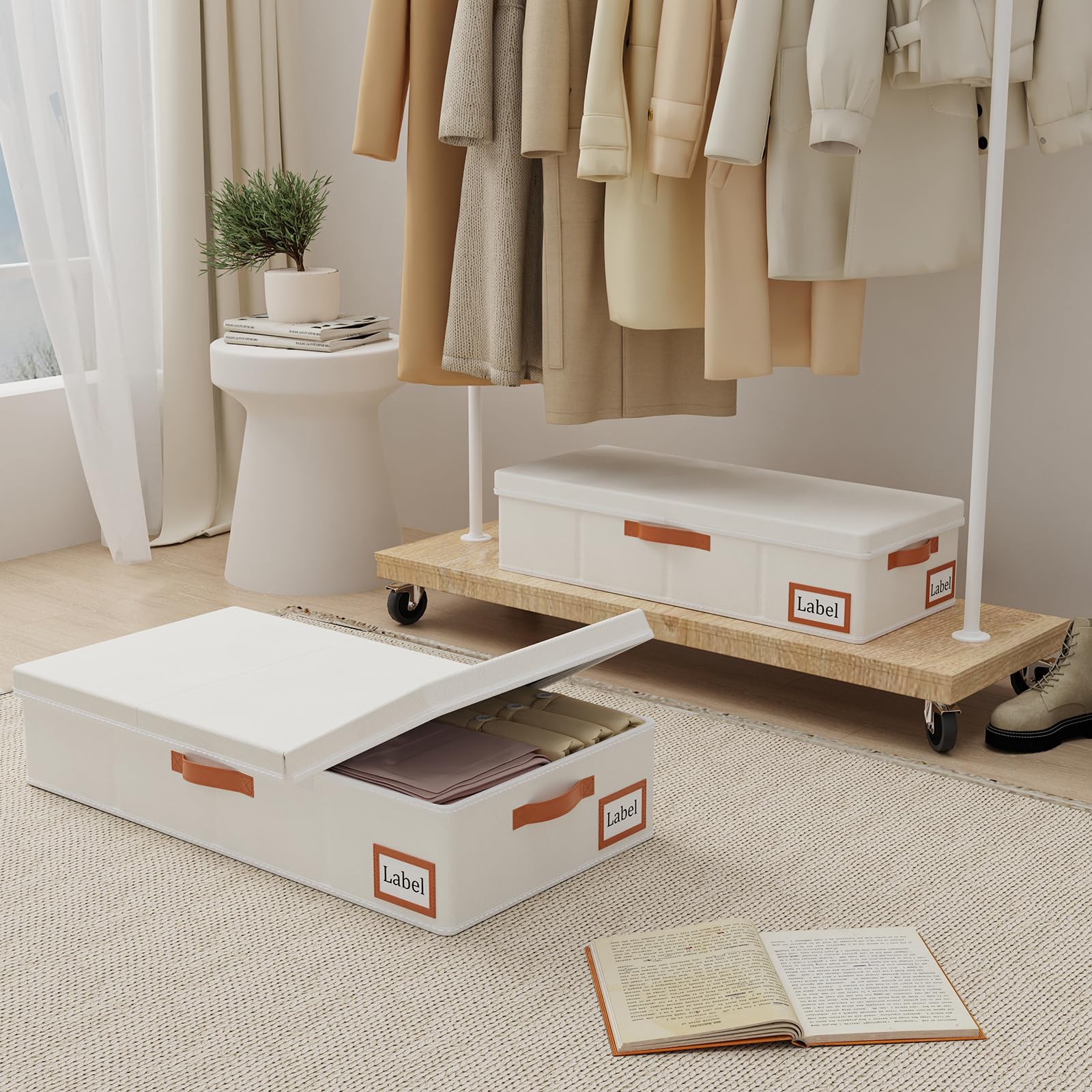 Contenitori Sottoletto Pieghevoli - 2 Sacchi Beige Super Capienti Per Riordinare Tutto - Foto 3