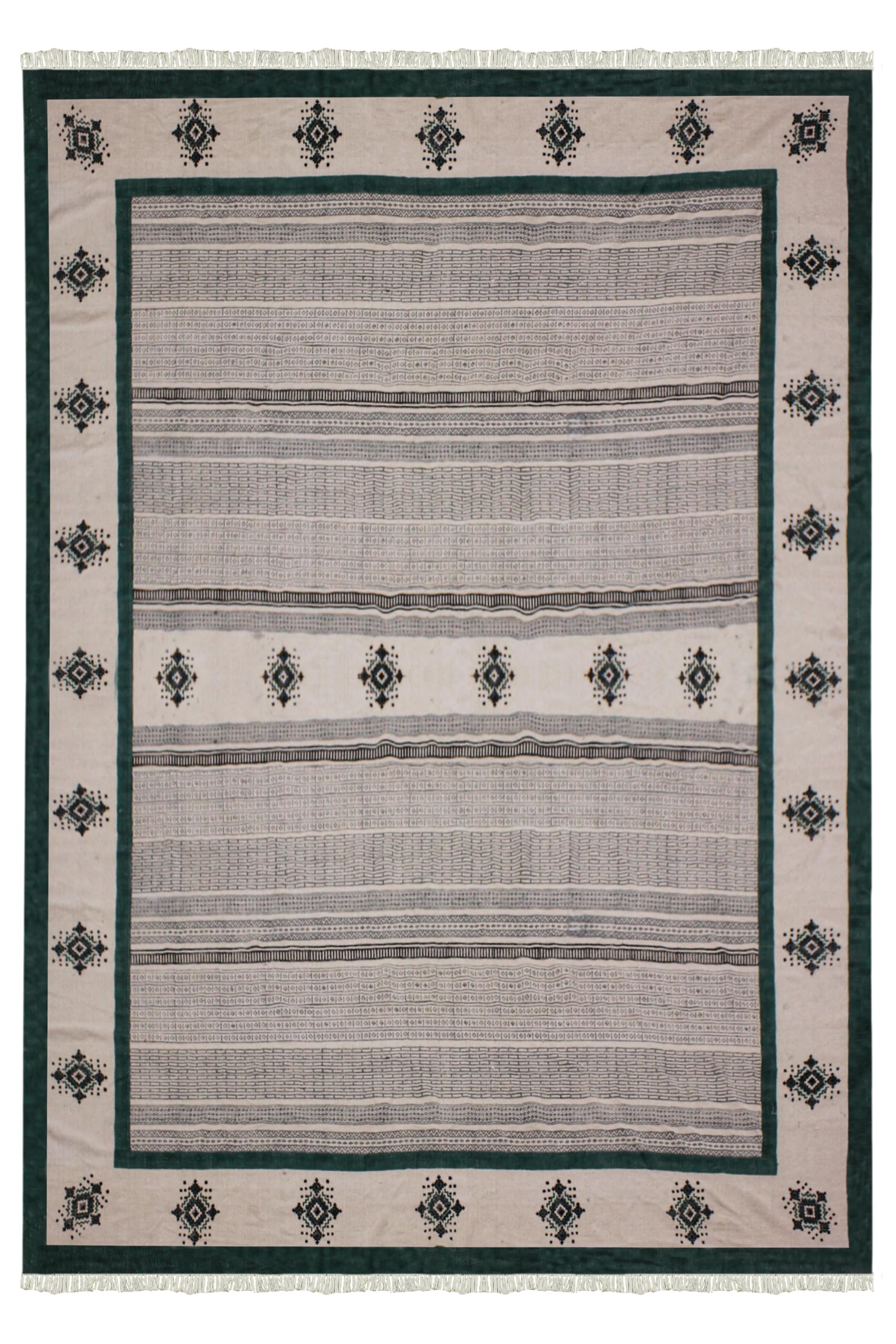 Kelim-Läufer, 6,6 x 35 cm, Flachgewebe, 0,48 cm, handgewaschener Baumwollteppich, für den Innen- und Außenbereich, Läuferteppiche in Türkisblau und Schwarz für Flure, Treppen und Korridore