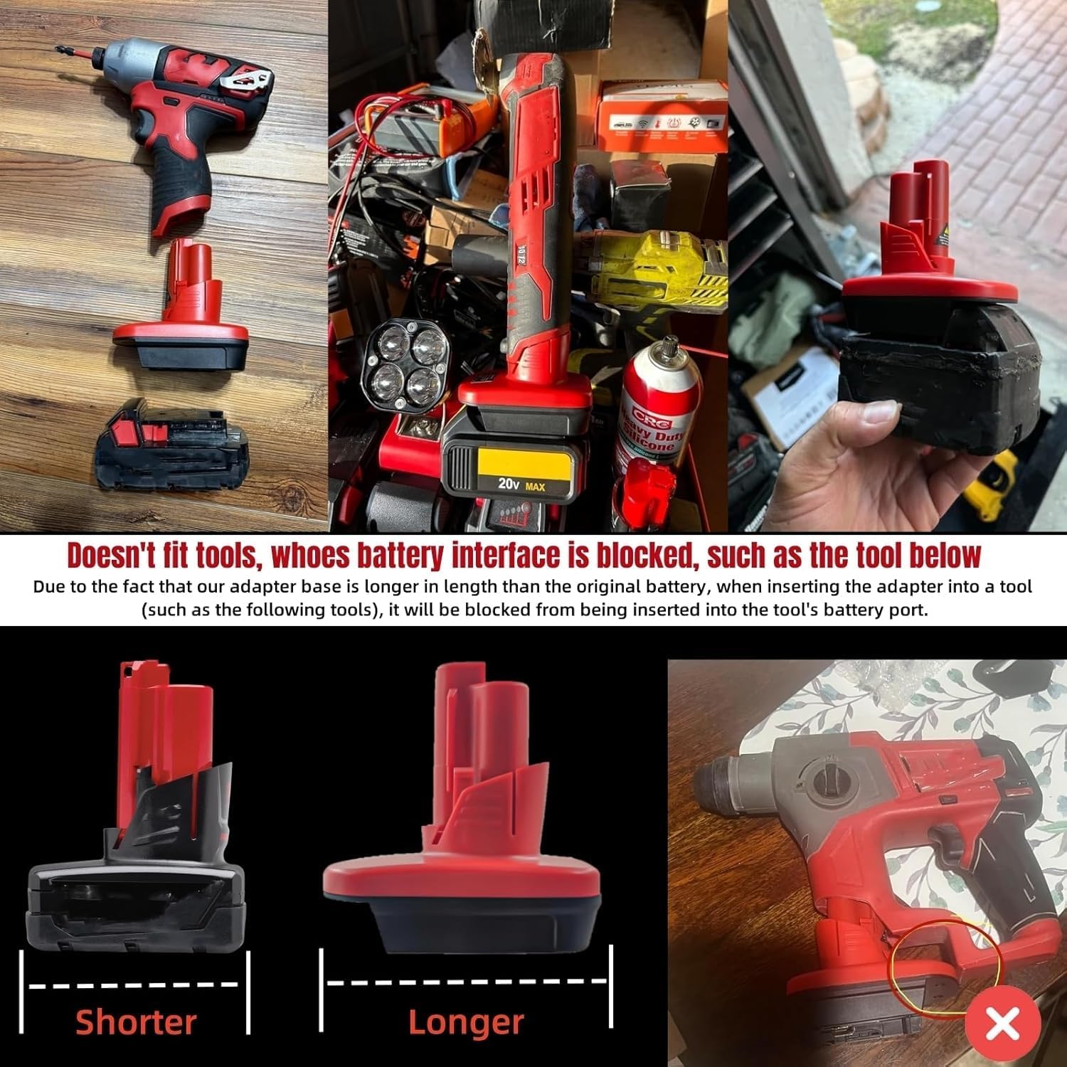 Compatible with Milwaukee for M18 Battery Adapter Works for M12 Tools, Adapter Converts for M18 and for DeWalt 20V Lithium Battery to Work for M12 Tools - Image 5