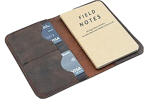 Leather Journal Cover for Field Notes, Small Pocket Size Notebook