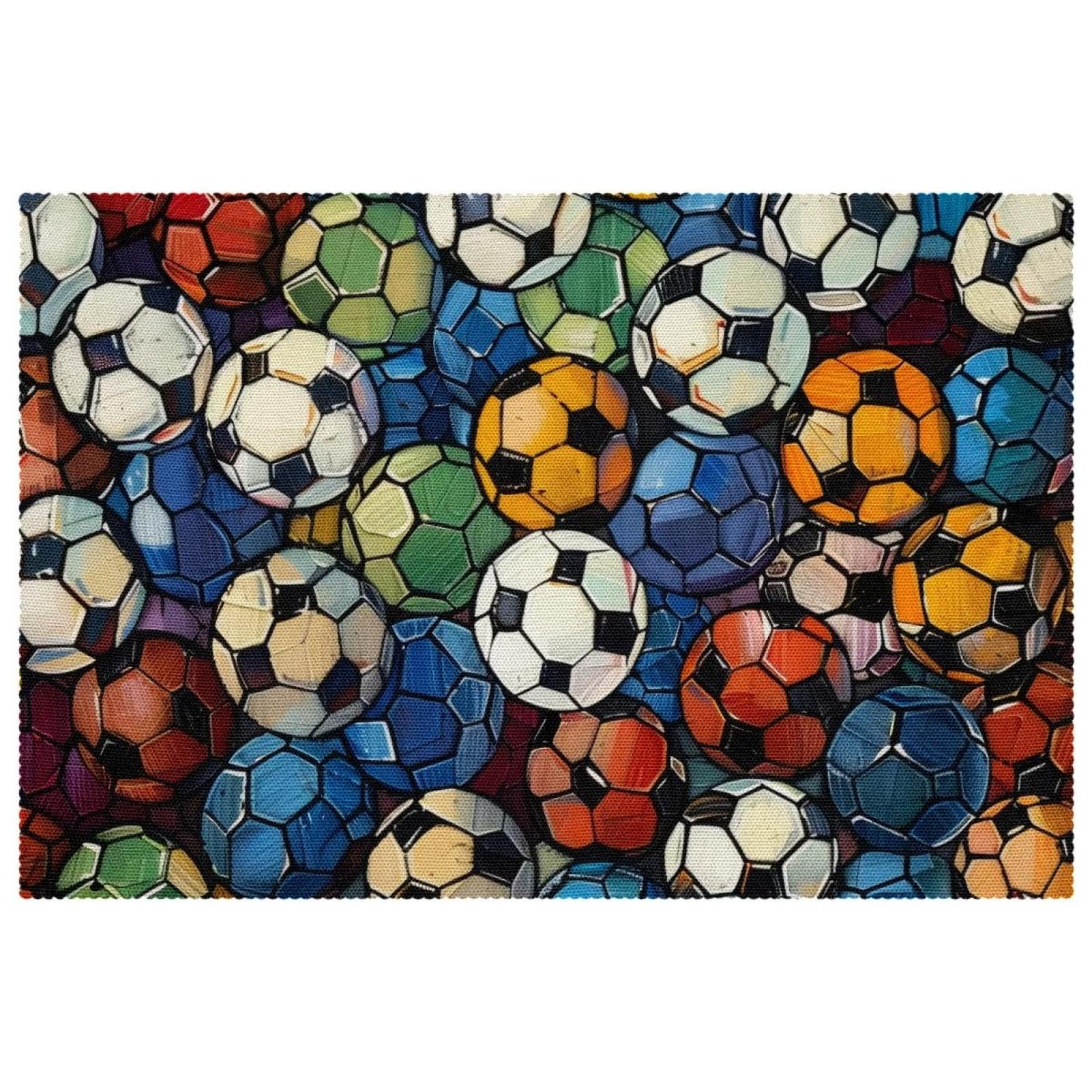 Sets de table thématiques football de qualité durable lavables 30,5 x 45,7 cm