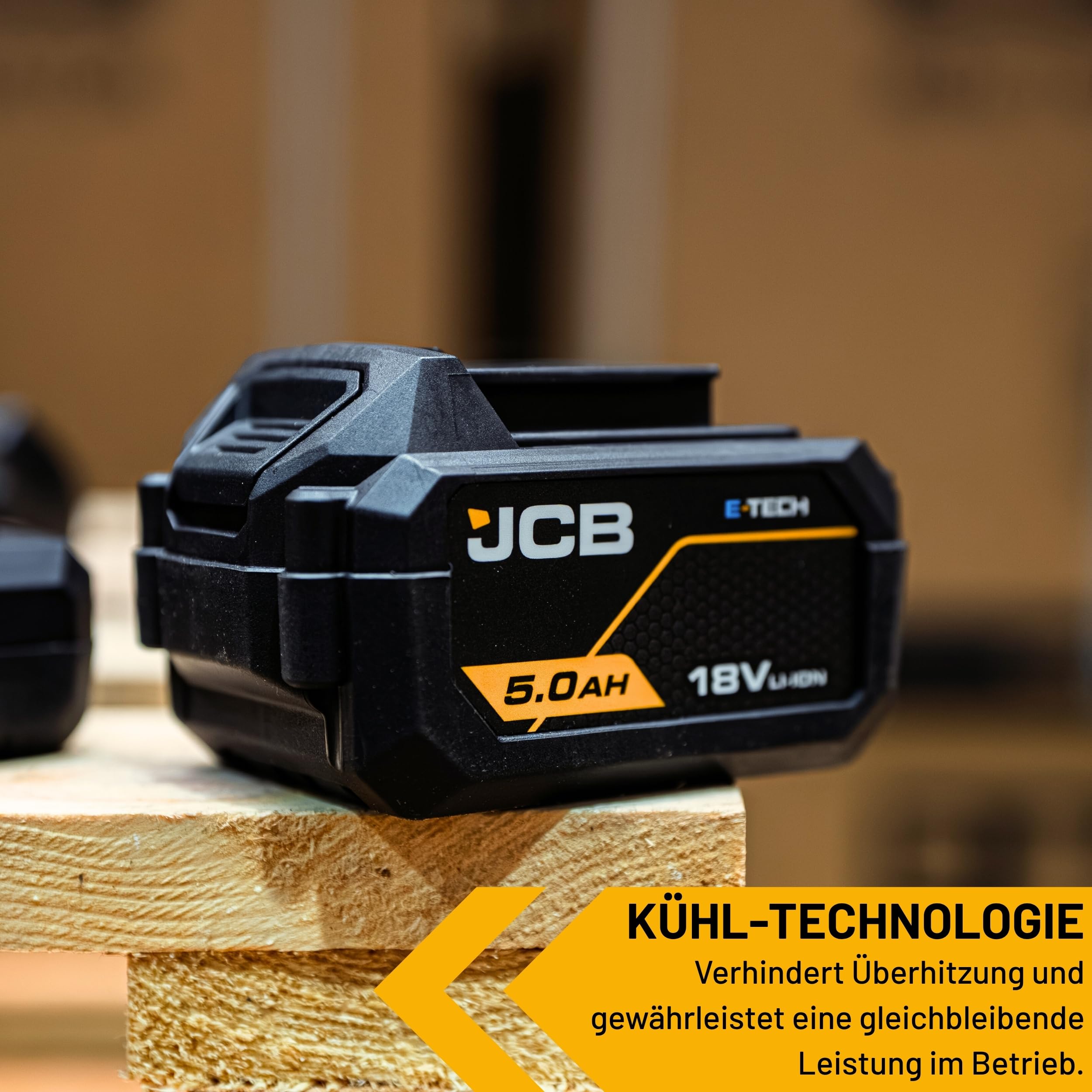 JCB Professional 18V Akku 5,0Ah Li-Ion Ersatzakku mit Langer Laufzeit bis 120 Min für JCB Elektrowerkzeuge Akkuschrauber Schlagschrauber JCB-18LI-5