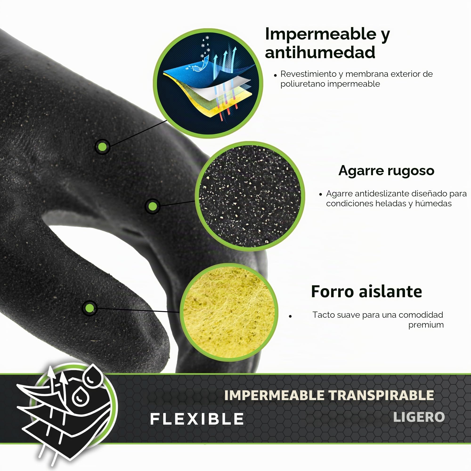 SHOWA 282-02 Gants de Travail imperméables et Respirants isolés Avec Manchette allongée, Noir, Taille M