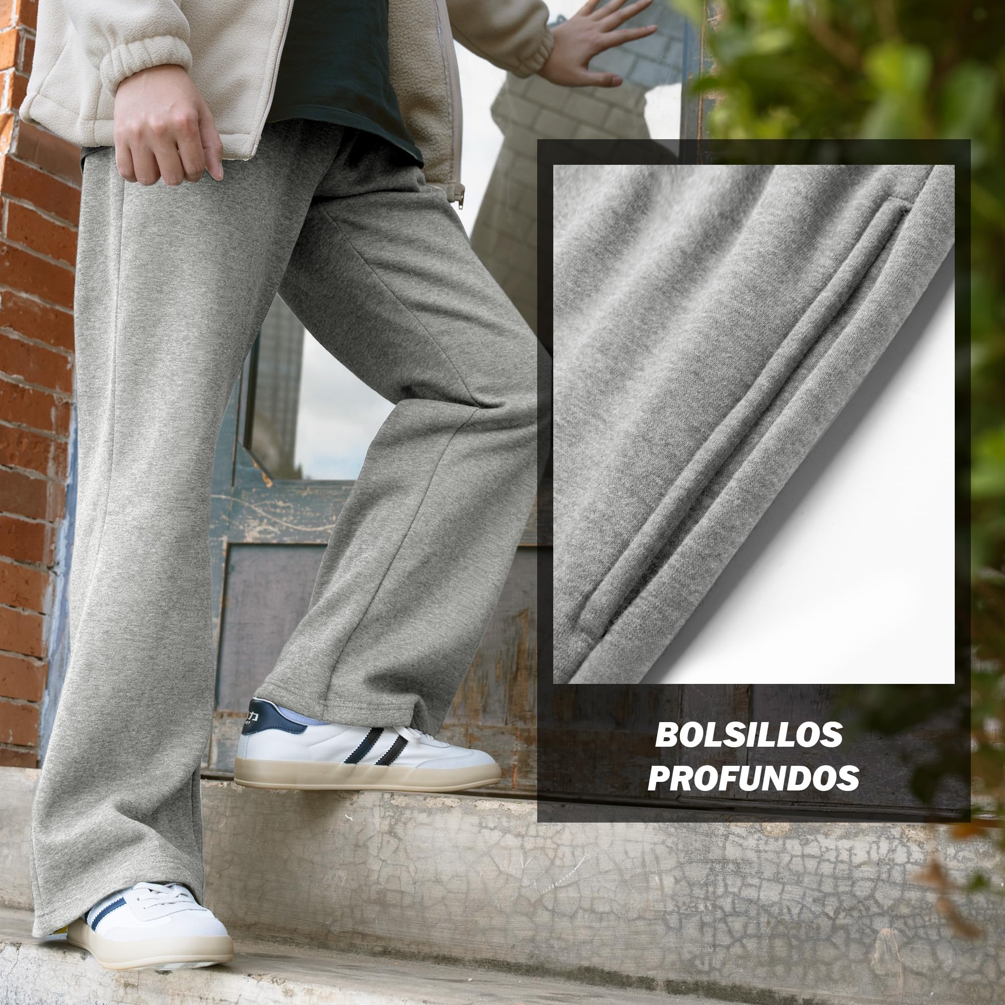 ineepor Pantalon Chandal Hombre Invierno Pantalon Deporte Hombre Forro Polar Cálido Algodon Acampanados Baggy Anchos Casual Running Jogger Cintura Elástica con Bolsillos y Cordón Ajustable XS-5XL