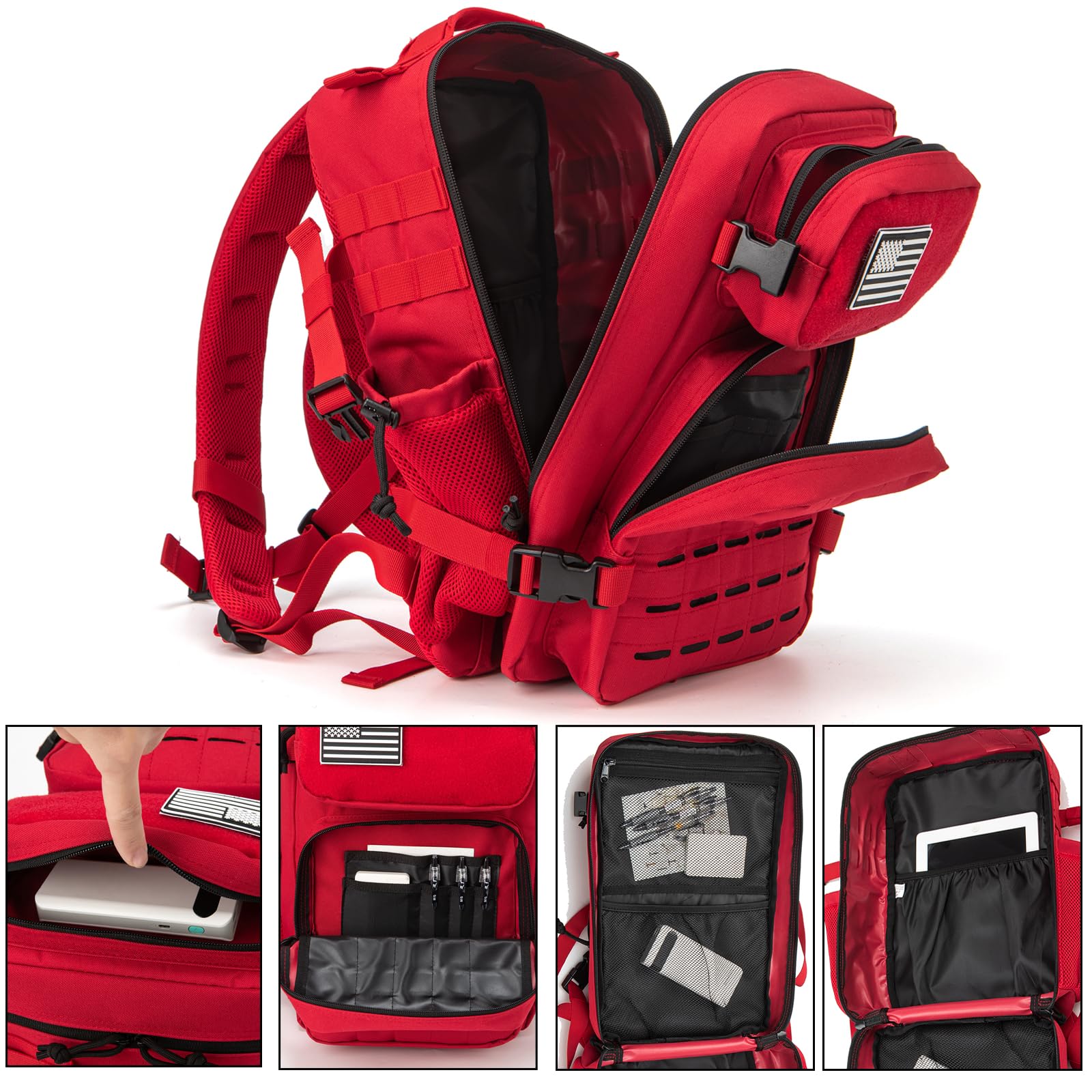 QT&QY Sac à dos tactique militaire 25L/45L Molle Sac de jour Randonnée avec porte-bouteille