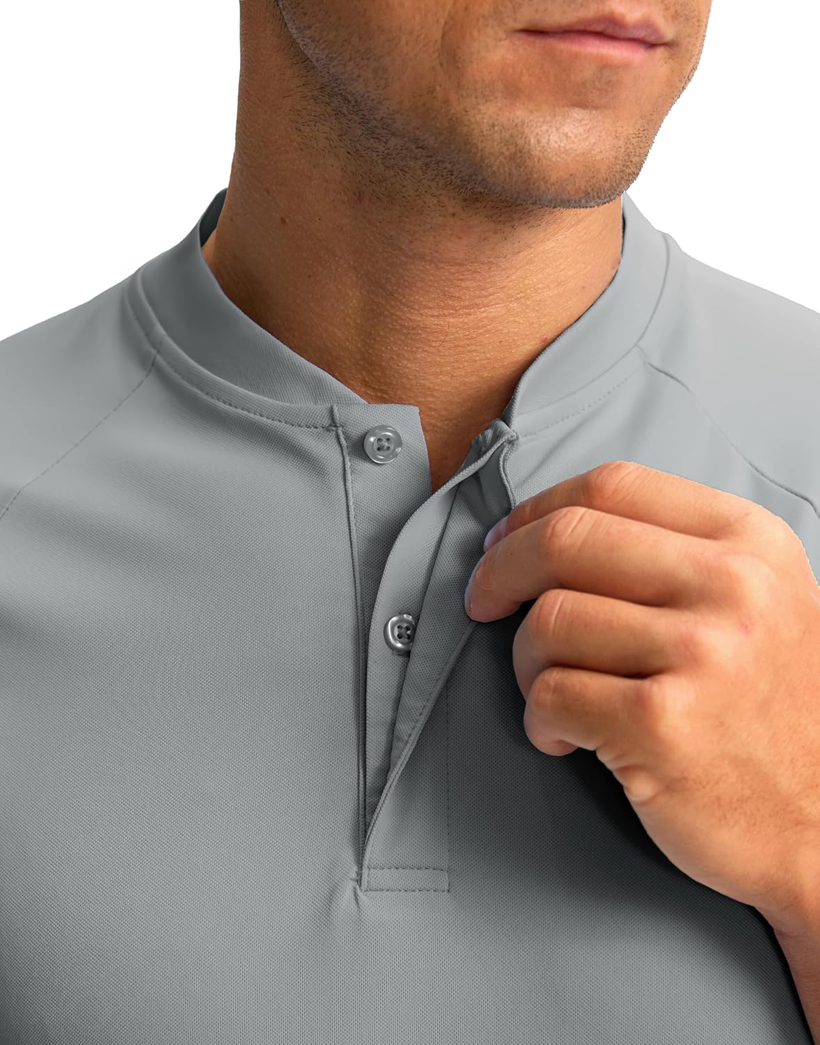 Viodia Mens Golf Shirts Collarless Quick Dry Summer Shirt Casual Short Sleeve Moisture Wicking Polo T Shirts - Image 5