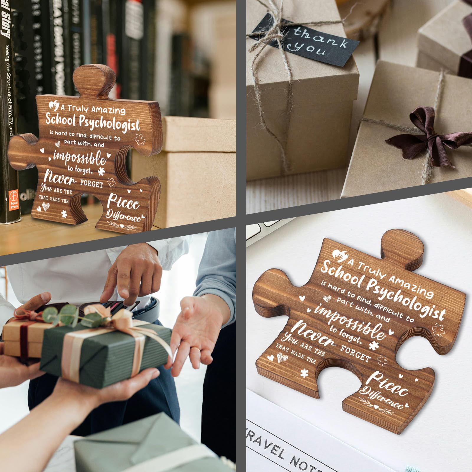 School Psychologist Thank You Appreciation Gifts, School Psychologist Office Decor Puzzle Piece Gifts Decorative Signs Plaques AXX03
