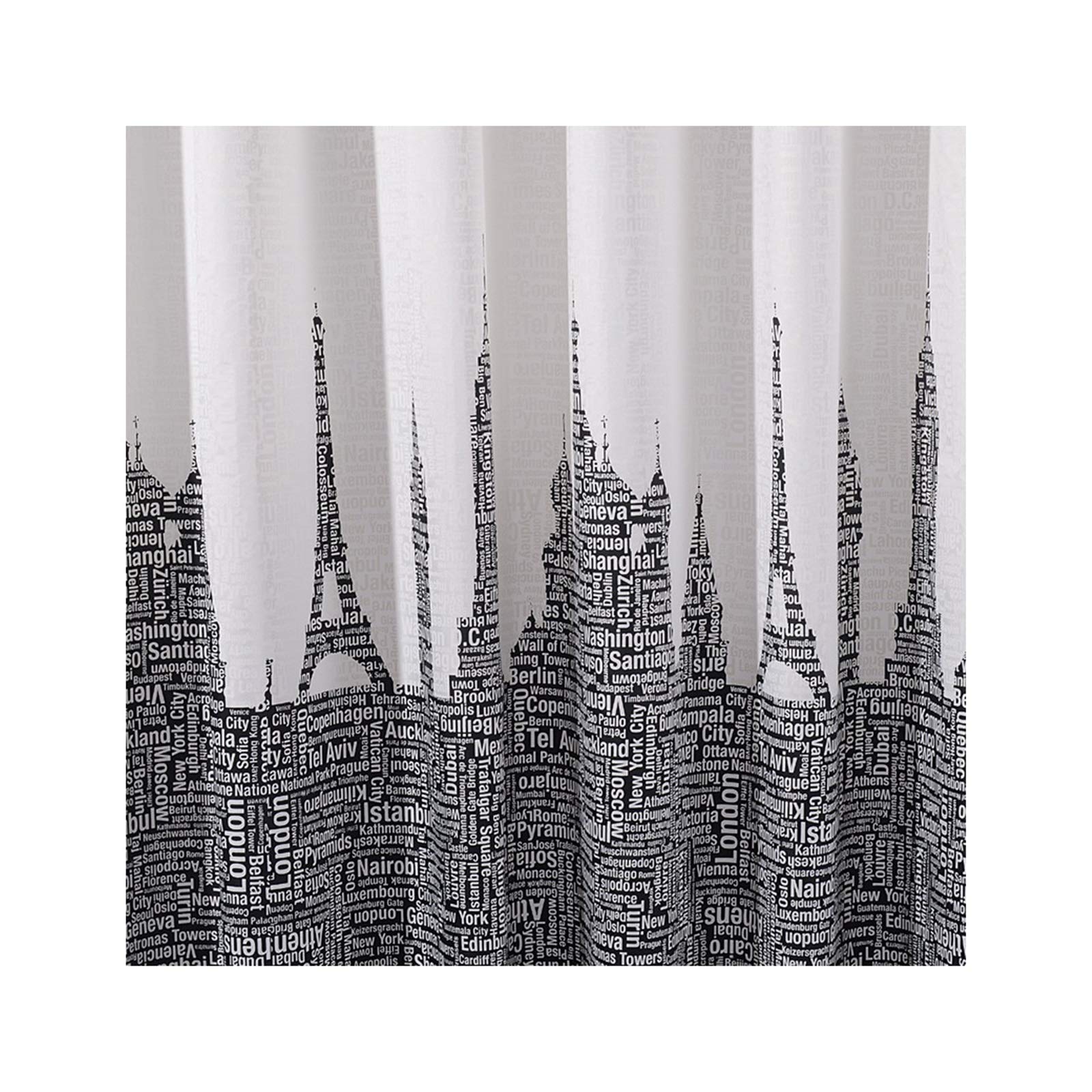KnSam Cortina de Ducha, Resistente al Agua, antimoho, Lavable con 12 Anillos de Cortina de Ducha, diseño de Letras, para baño, bañera, Gris, 220 x 200 cm