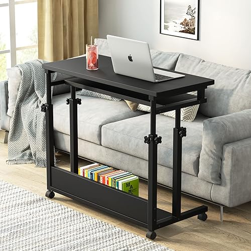 Tribesigns Escritorio portátil para sofá y cama, mesa móvil de altura ajustable para laptop, pequeño escritorio de pie, carrito de computadora