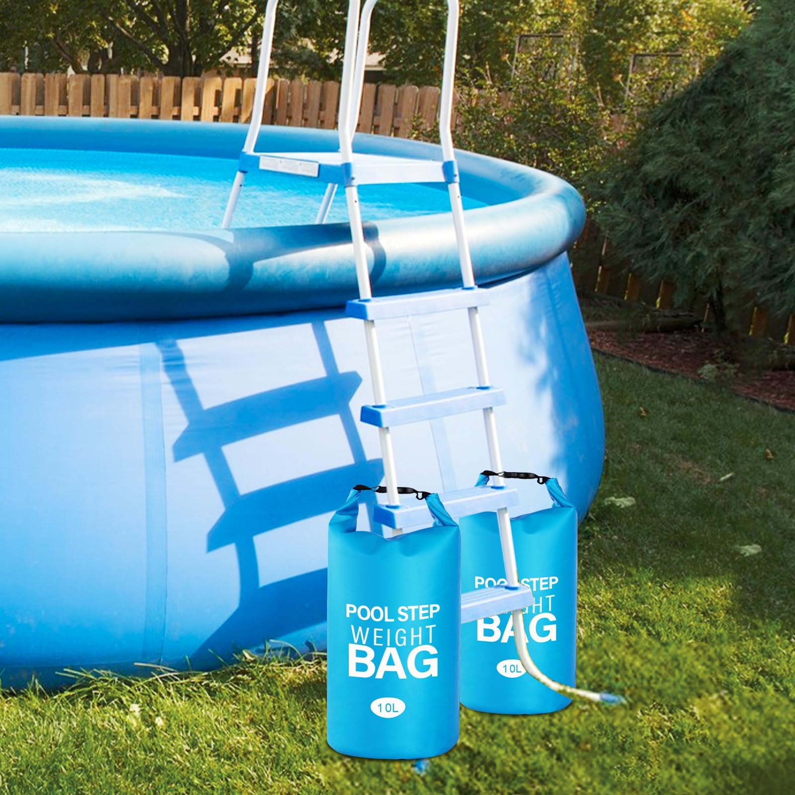Jakelove Pesos para escalones de piscina, 2 unidades de 10 L/4,5 kg 500D PVC para escaleras, bolsas de arena impermeables y resistentes a desgarros para peldaños de piscina