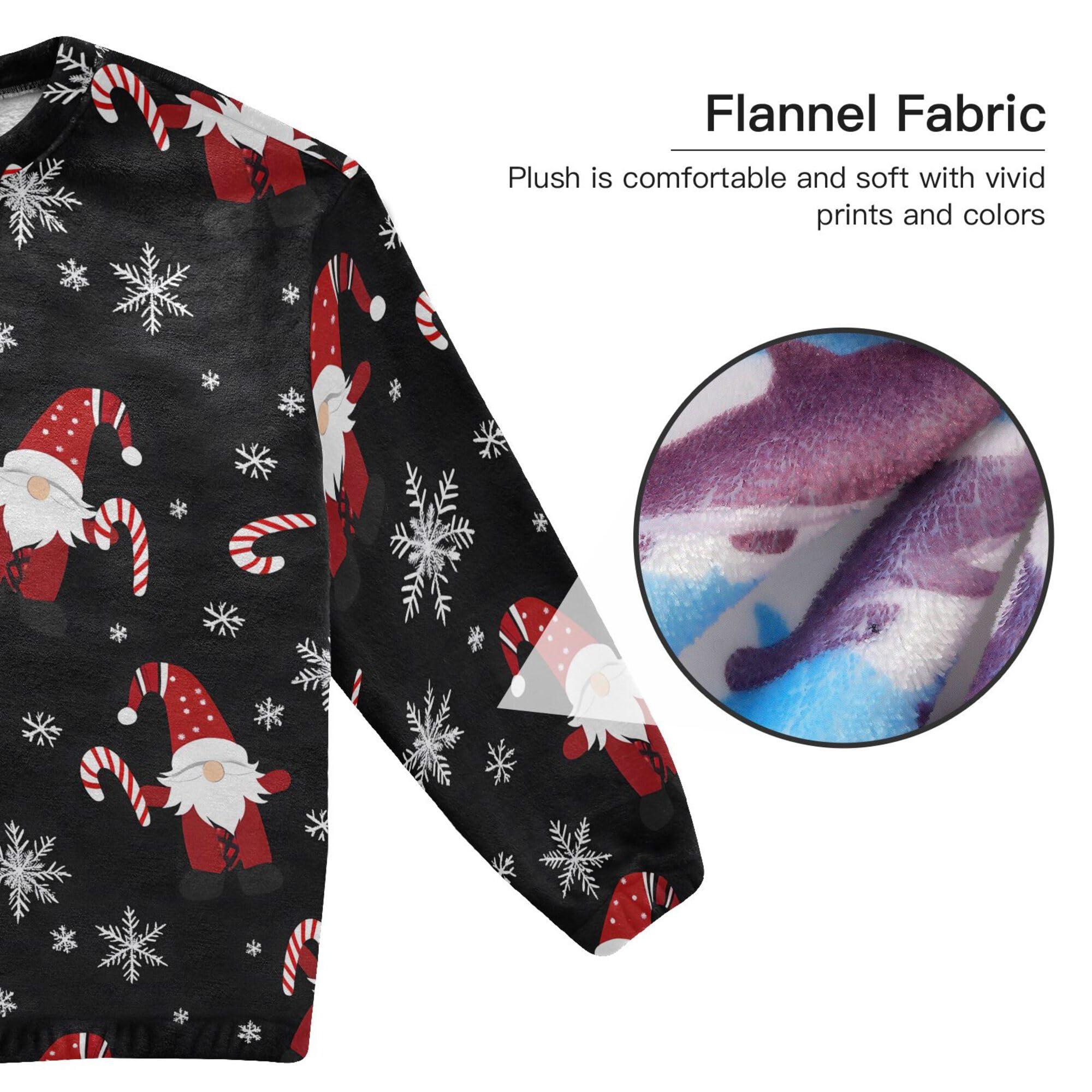 ALAZA Conjunto de pijama de forro polar para mujer, diseño de ciervo blanco, manga larga, ropa de dormir de dos piezas, ropa de dormir térmica, pijama súper suave, talla S