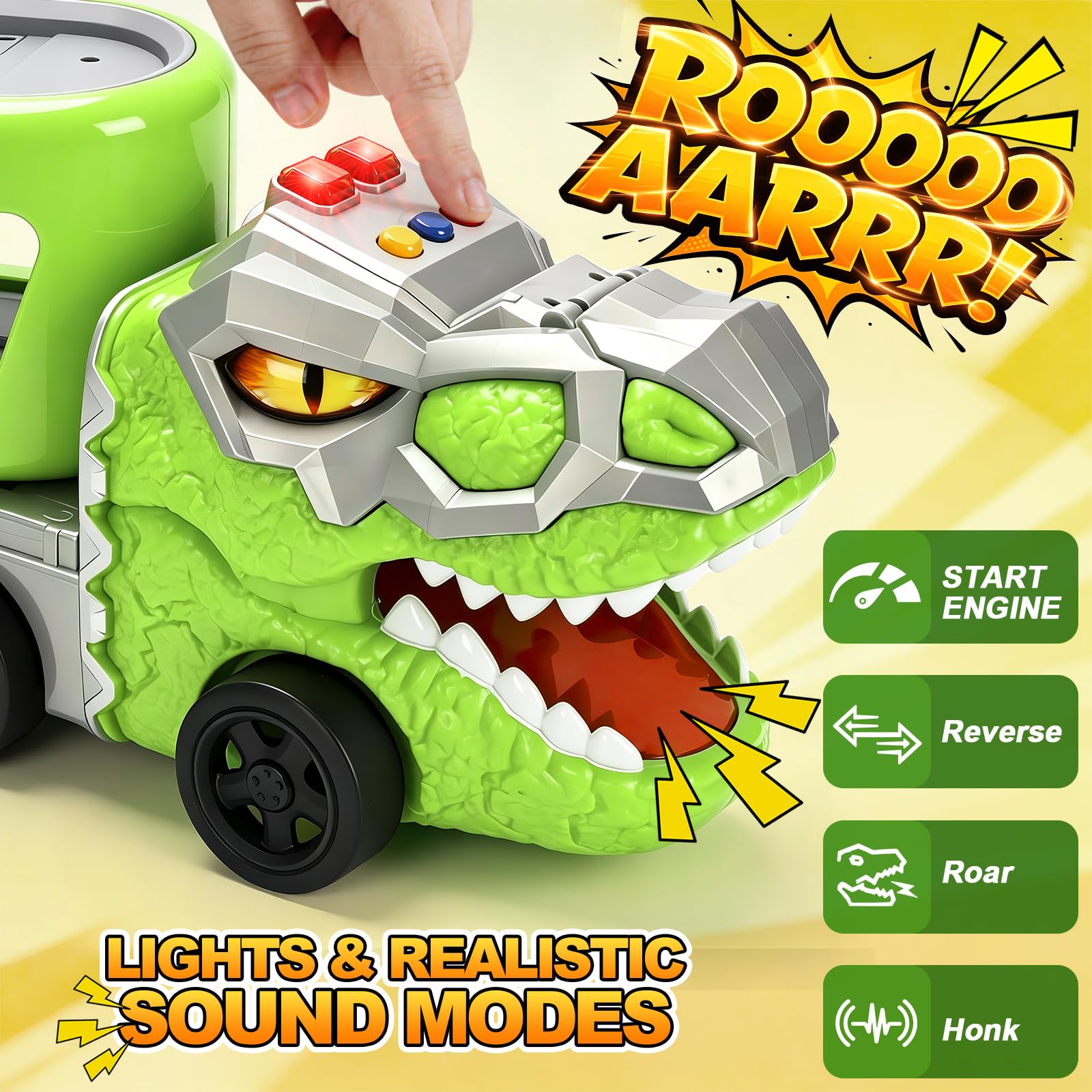 Dinosaur Truck Toys - Carrier & Pull-Back Cars -5