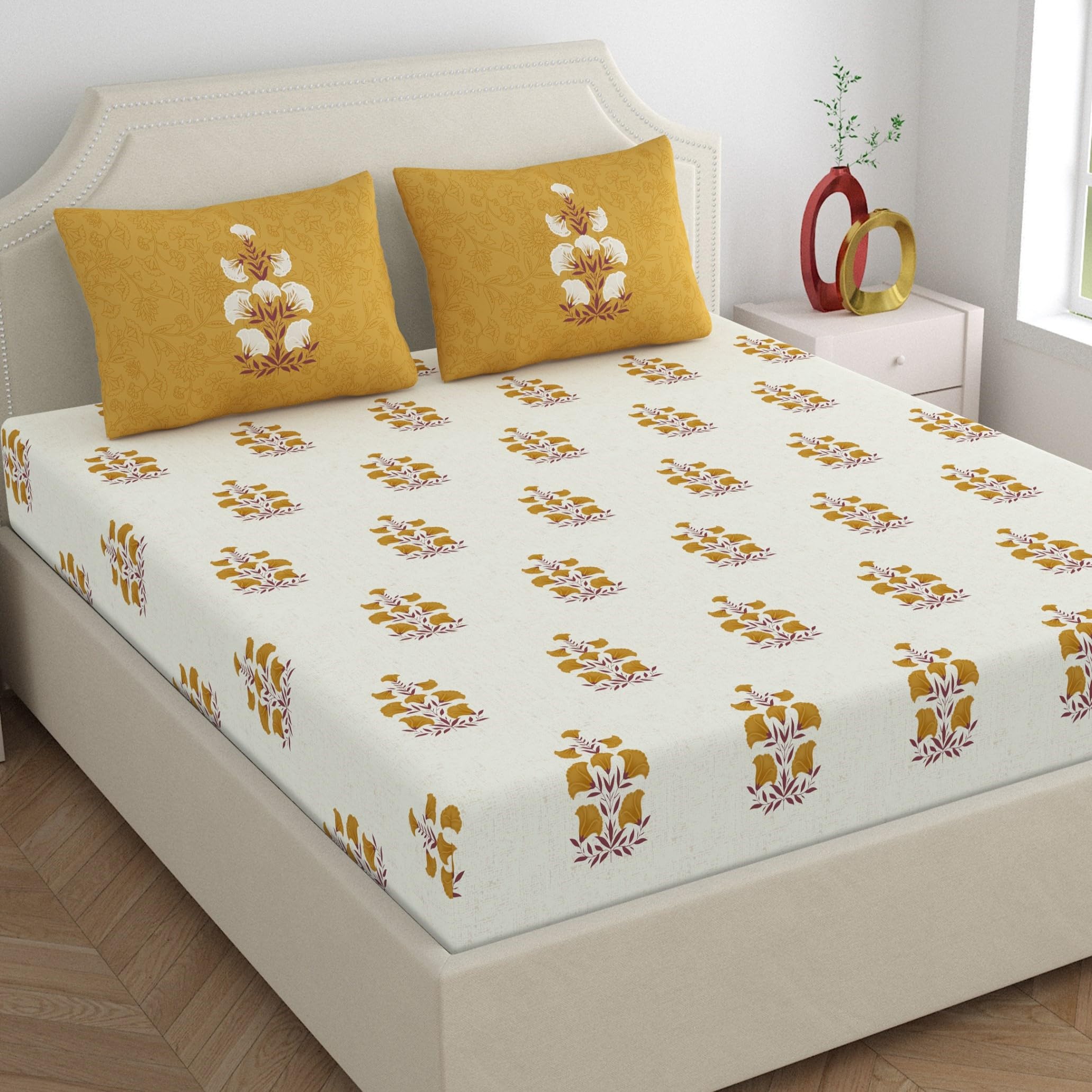 Home Ecstasy King Cotton Bedsheet Set - Light Blue -30
