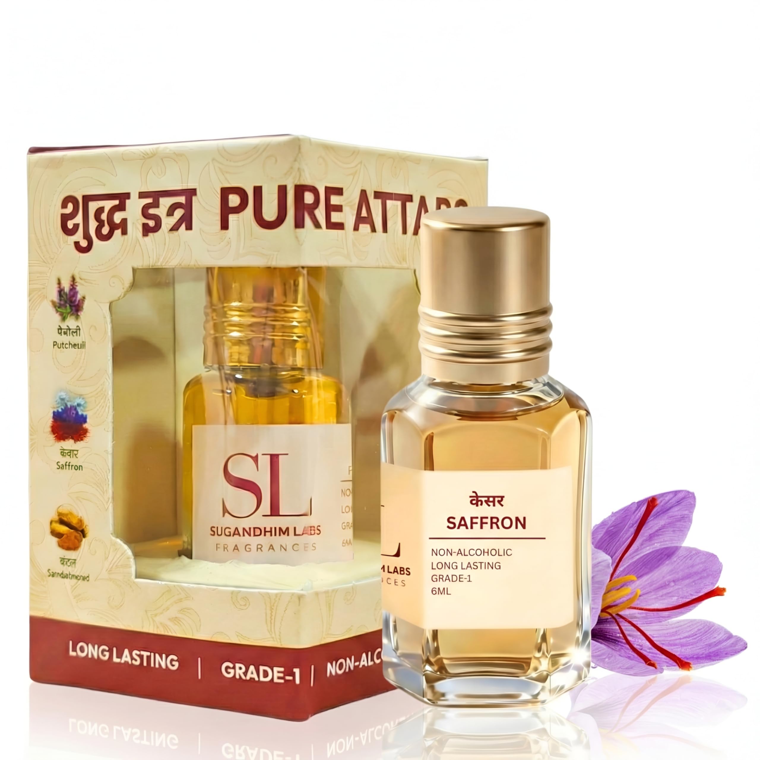 SUGANDHIM LABS Saffron I Non-Alcoholic Roll-On Attar-Itra I 6 ML Pure oil Attars, Long-Lasting Fragrance for Men & Women I Regular Wear, Religious Use, Gifting, Office, Festive Use I-image-10