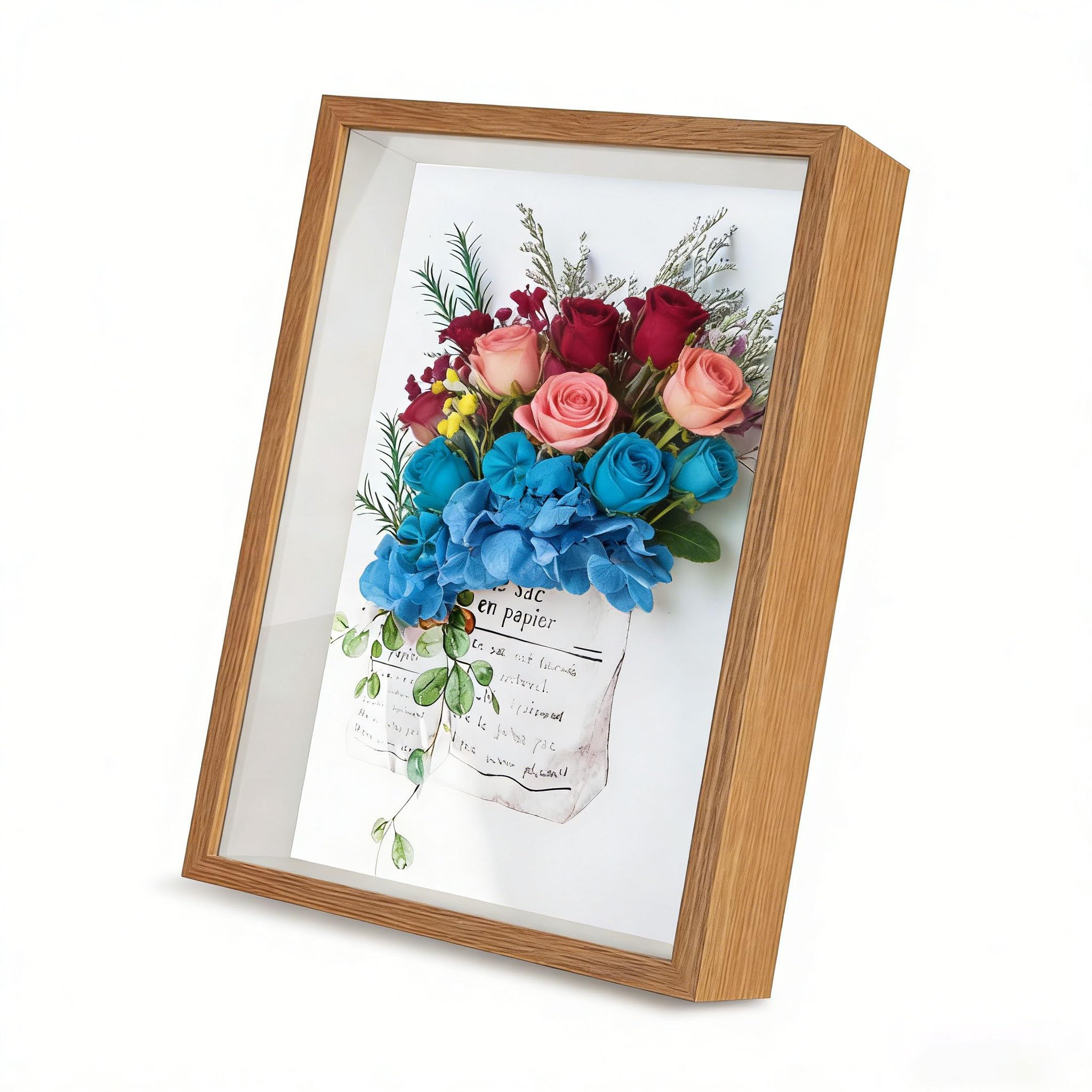 3D Shadow Box Frame 23x28x3 cm, Wooden Deep Picture Frame with Acrylic Glass, Shadow Box for Crafts Memorabilia Flower Tickets Medal Display, Tabletop or Wall Mounted Keepsake Case (23*28-Brown)