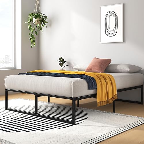Miniatura 34 de Zinus plataforma de cama/Base de colchón de 14 pulgadas, no necesita sommier/soporte de rejilla de acero, cama doble, Acero, Negro
