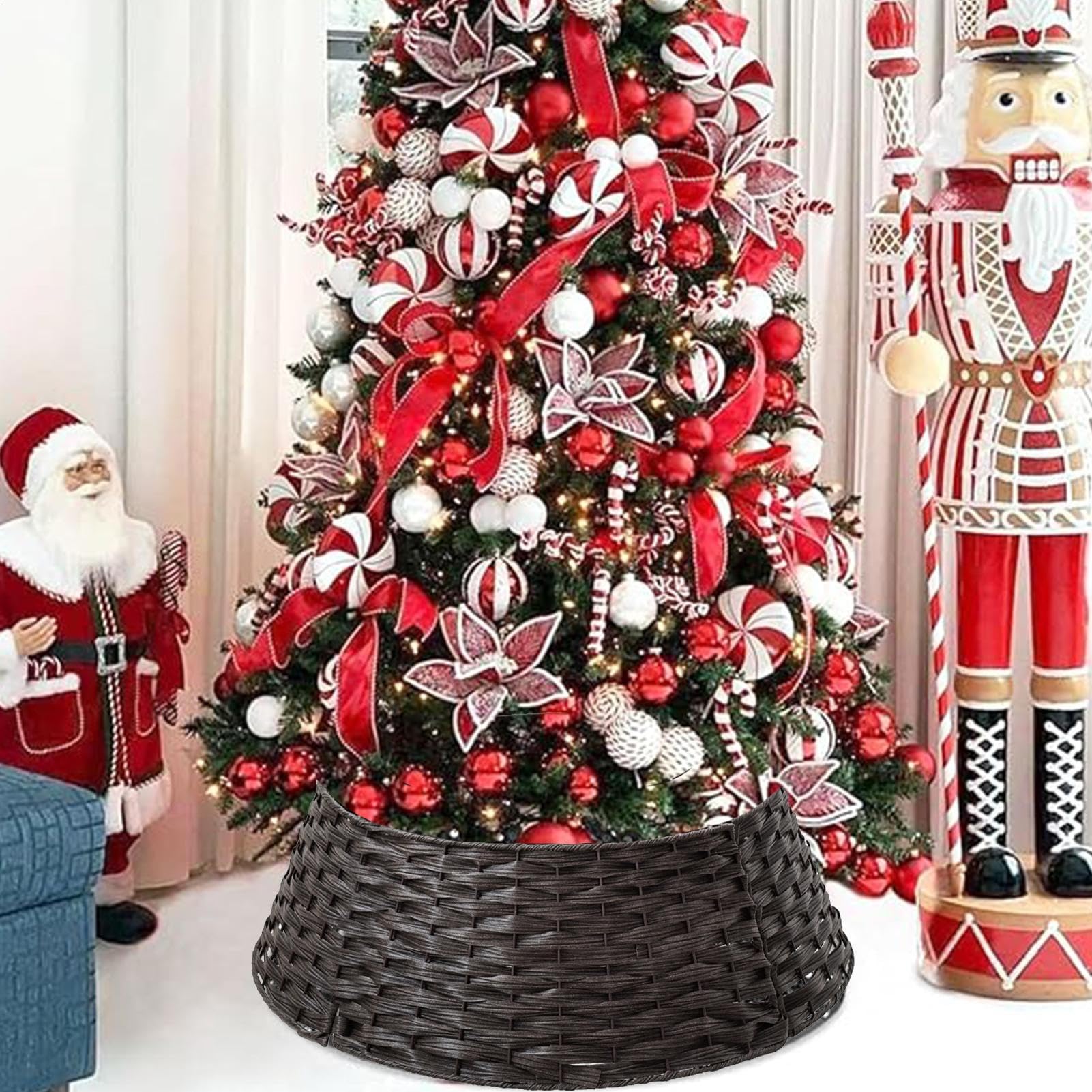 Collar para Árbol De Navidad Artificial Decoración Navideña De Rattan
