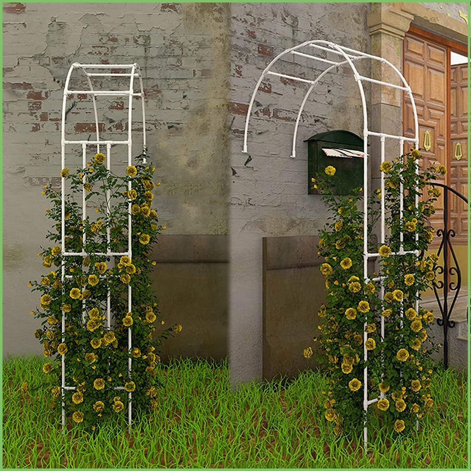 Traliccio da giardino 60-220 cm, supporto per piante in metallo resistente alle intemperie, in acciaio rivestito nero, ideale per piante rampicanti, supporto per piante all'aperto, decorazione da