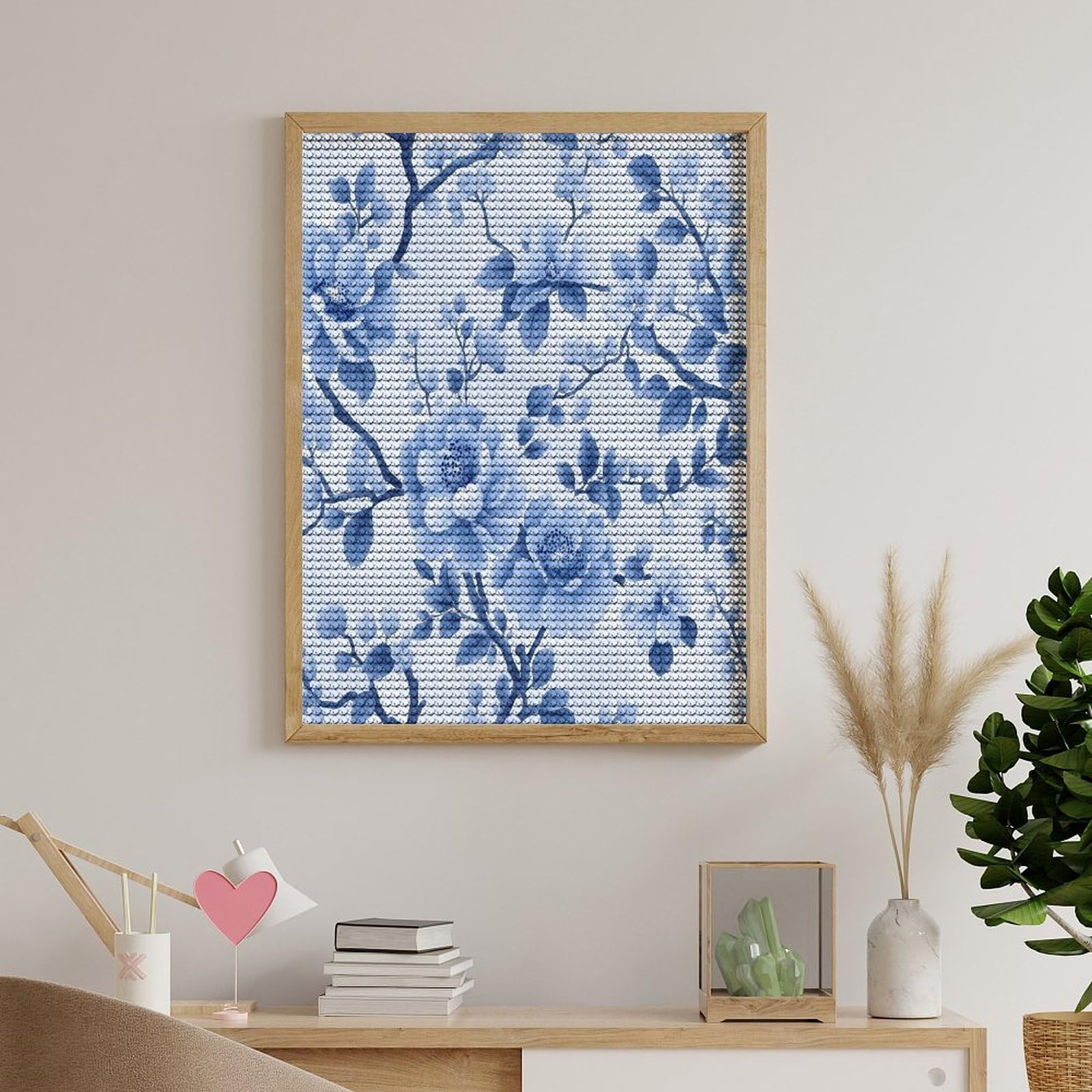 Amazon.com: zxxpensy Blue Floral Chinoiserie Diamond Drawing Art