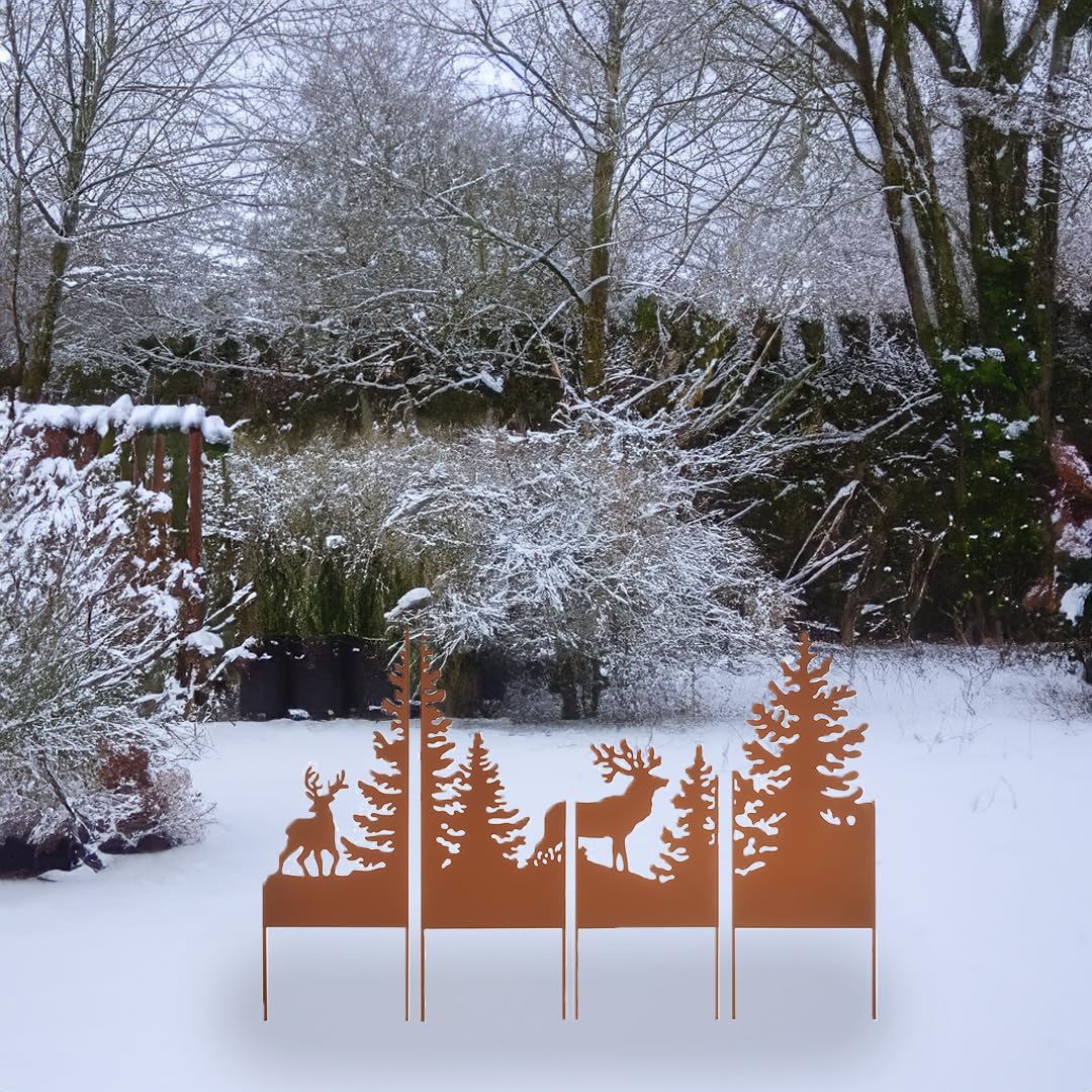 Kobolo Gartenstecker Forest aus Metall Hirschdesign 121x86 cm Braun