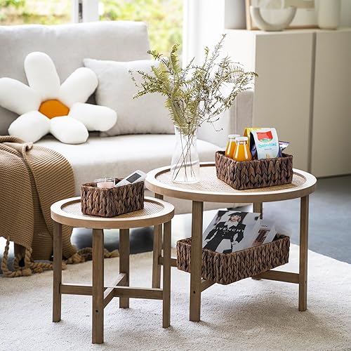 Miniatura 3 de FairyHaus Cestas de mimbre para organizar 3 unidades, juego de cestas de almacenamiento de mimbre grandes y pequeñas, cestas tejidas a mano para