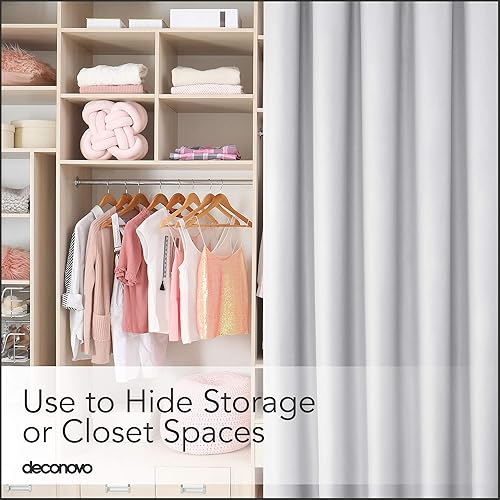 Miniatura 3 de Deconovo Cortinas divisoras de habitación para oficina (8.3 pies de ancho x 8 pies de alto, 1 panel, blanco grisáceo) cortinas insonorizadas para