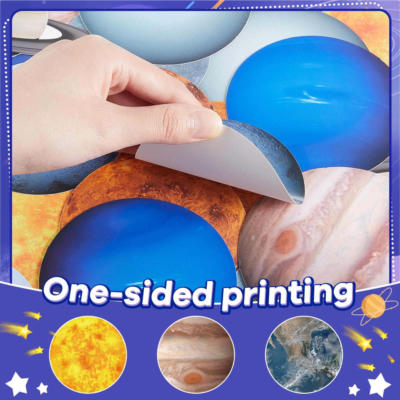 60 Pcs Solar System Cutouts for Bulletin Board 9 Planets Galaxy Wall Decal Solar System Decor for Bedroom Nursery Classroom Outer Space Decoration Universe Theme Party Earth Day Bulletin Board Decor - Image 3