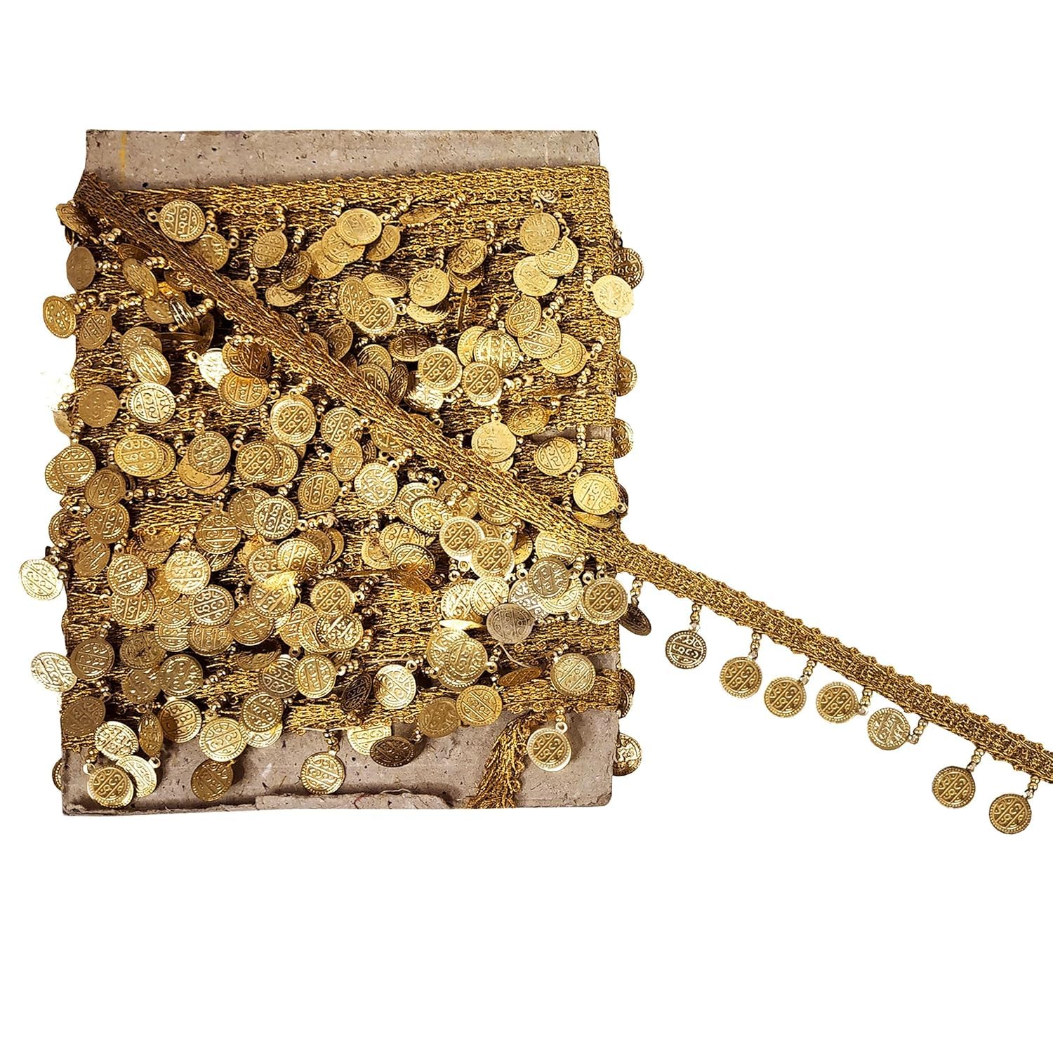 Golden Coin/Sikka Hanging Lace, Decorative Dress,ArtCraft, Fancy Dress Nack Hanging (Golden, 4Meter)-image-45
