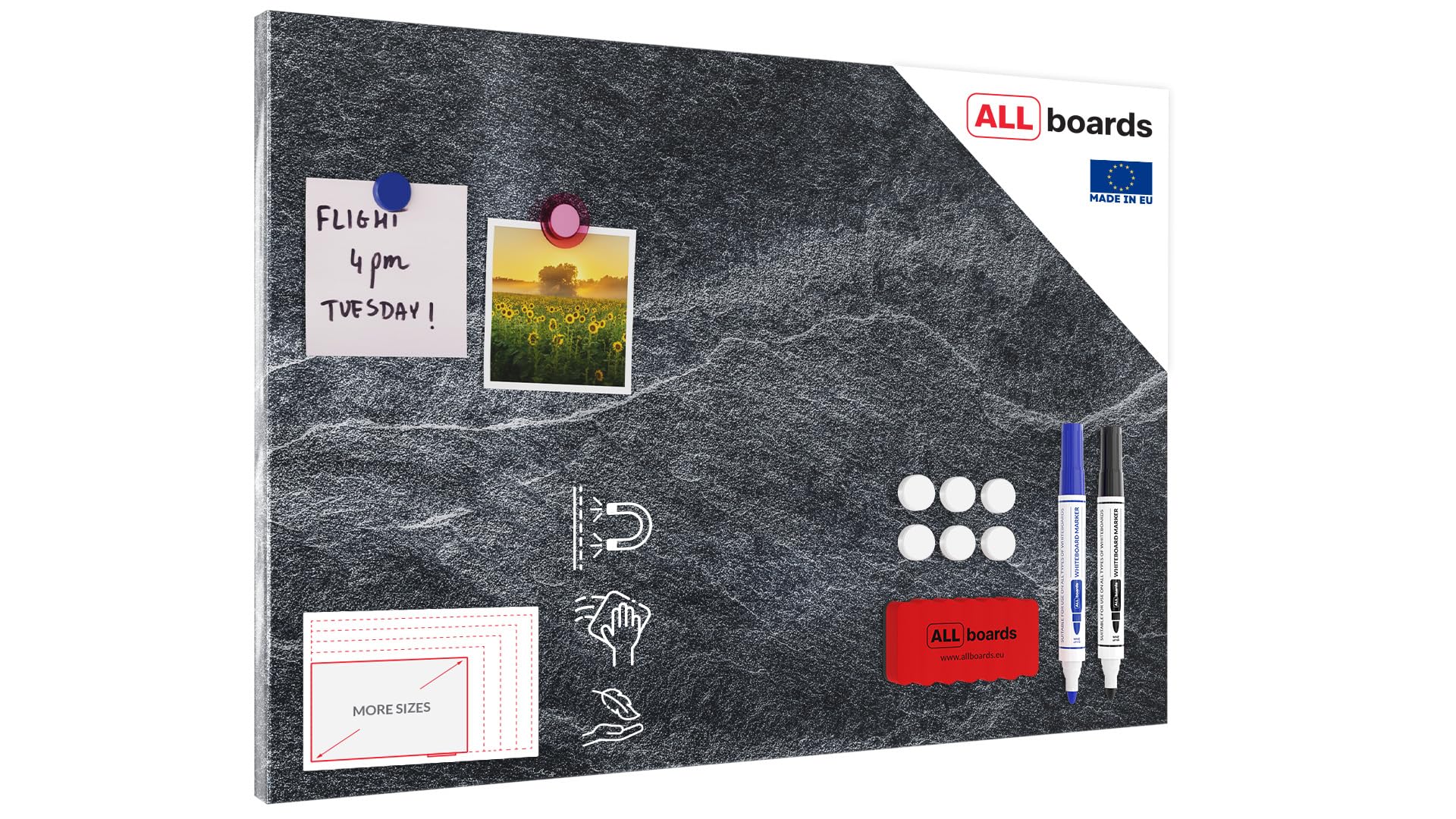 ALLboards Magnetic METALboards, Dark Stone 60×40 cm + a Set of Accessories Included — image 1