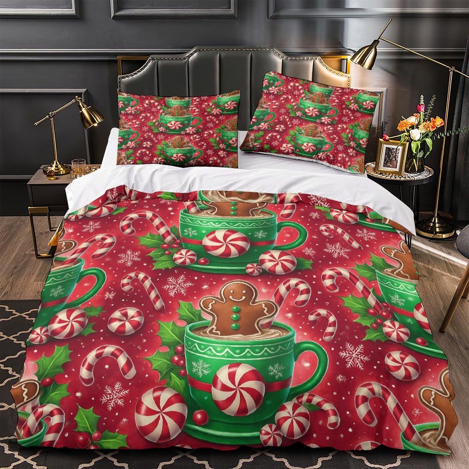 Housse de Couette de Noël 135x200 cadeau idéal lit simple microfibre douce
