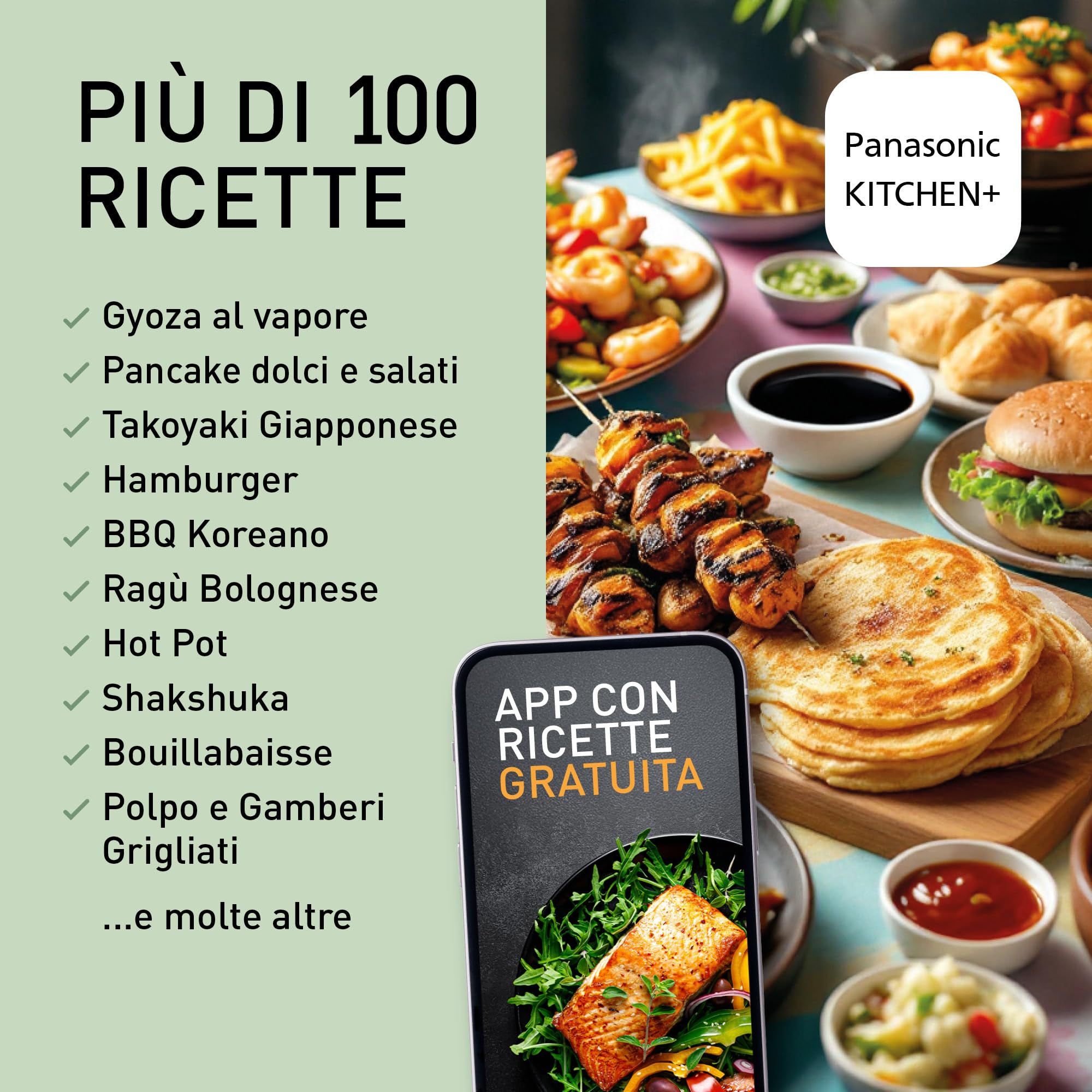 Panasonic NF-GM600 Multi-Cooker Elettrico 6-in-1, Griglia elettrica, Friggere, Cottura Lenta, BBQ, Vapore, Saltare, 1400W, 40–250°C, 9 Modalità Auto, Piastre lavabili in lavastoviglie