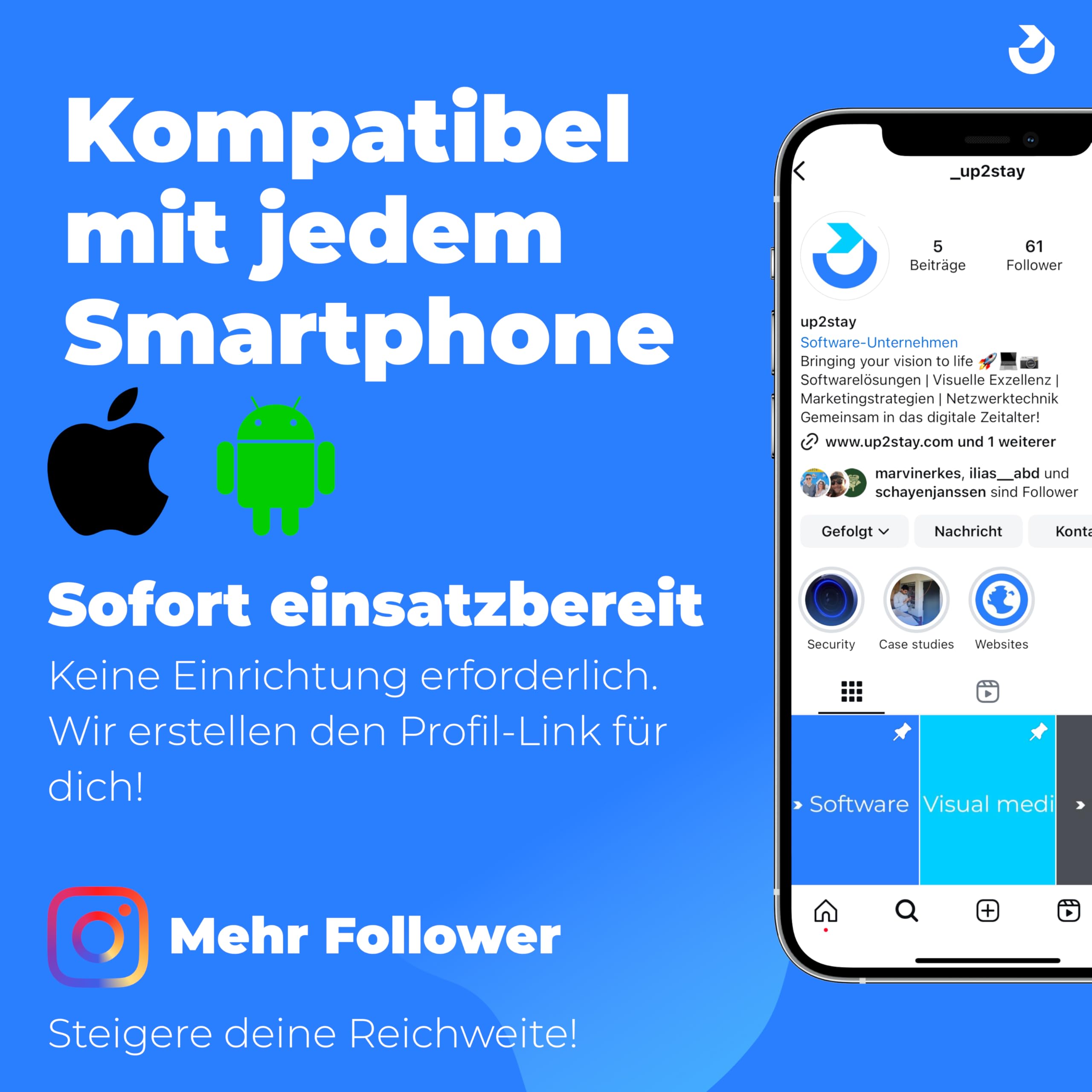 NFC & QR Aufsteller/Display/Schild für Instagram (schwarz)
