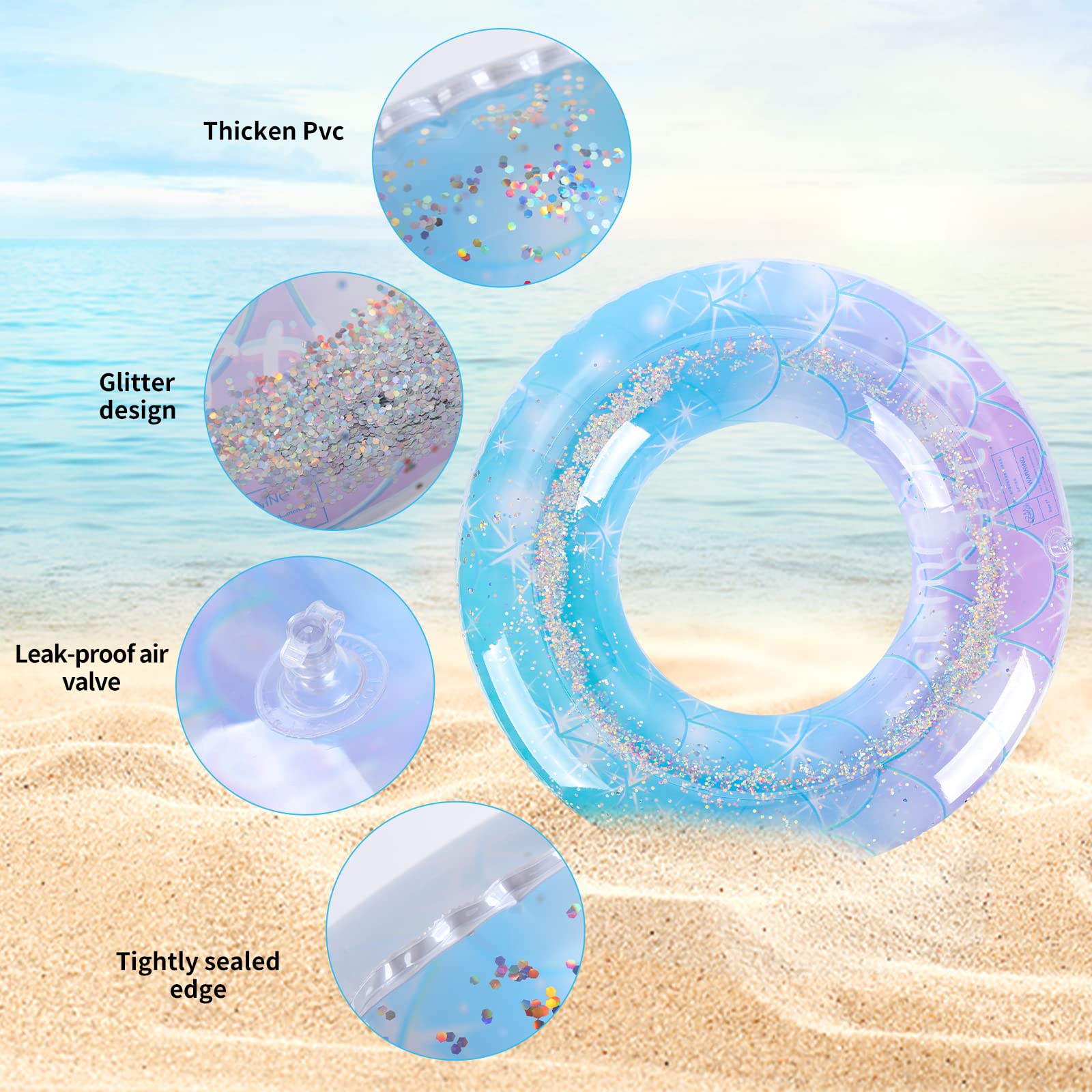 Gxhong Set De Juguetes Acuáticos Con Lentejuelas – Aro, Pelota Y Portavasos Inflable Para Verano