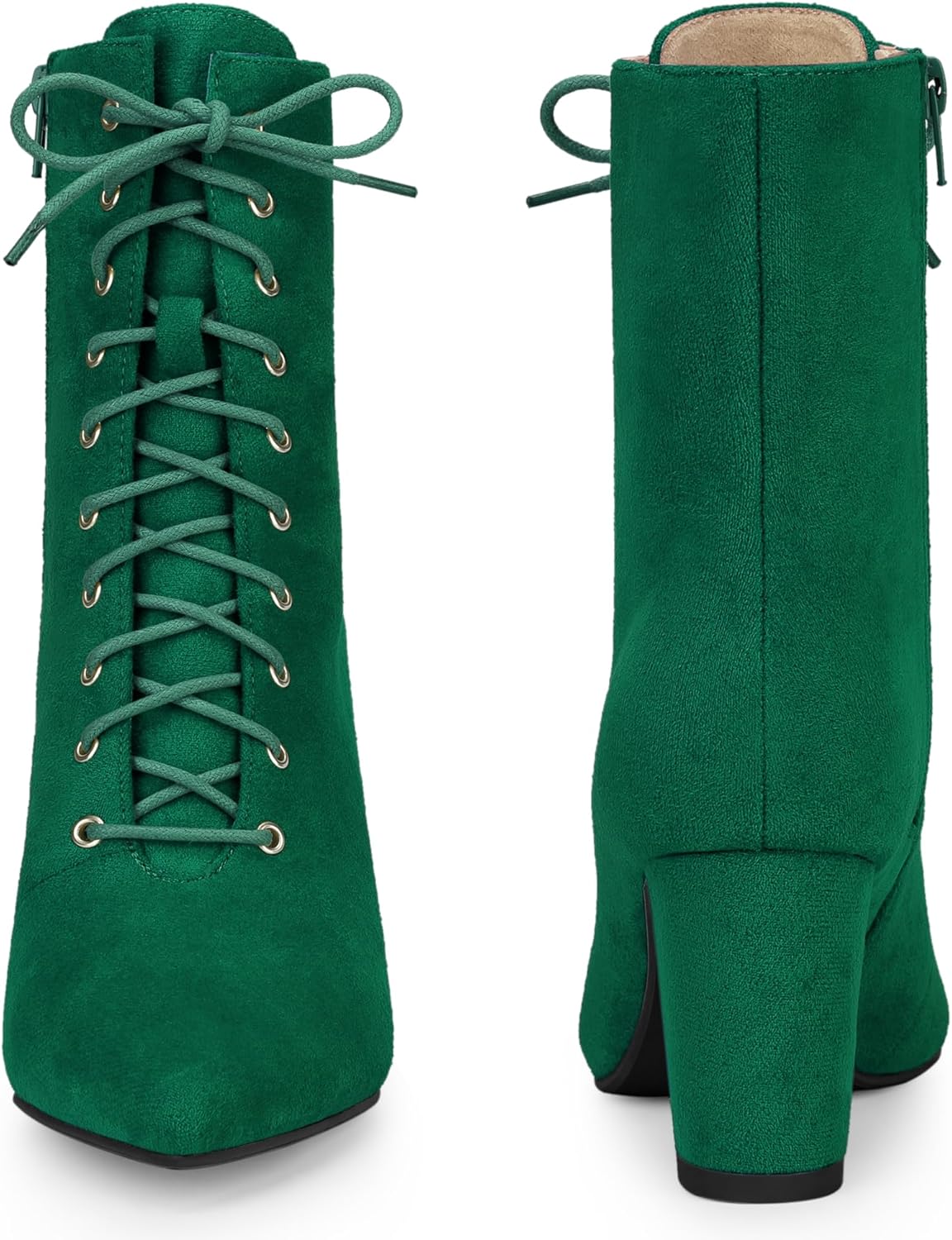 Perphy Lace Up Pointed Toe Chunky Heel Ankle Boots for Women