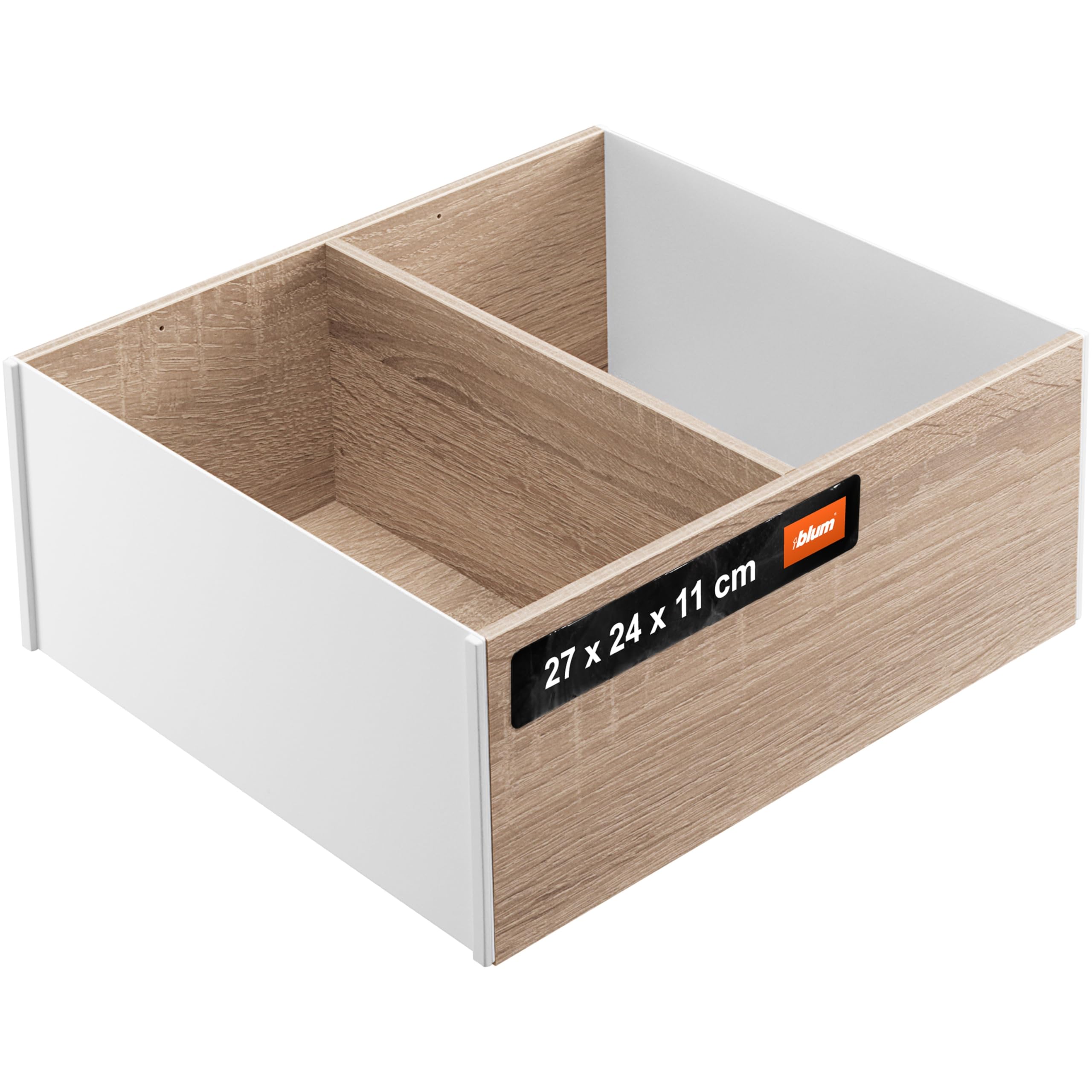 Blum AMBIA-LINE drawer organiser in premium wood decor | ideal for kitchen, bathroom & wardrobe | modularly usable and secure hold thanks to anti-slip feet | 27×24×11 cm | Bardolino Oak