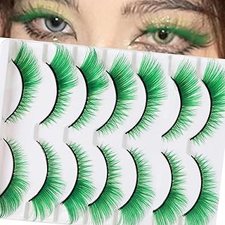 7 pares de pestañas verdes, aspecto natural, ...