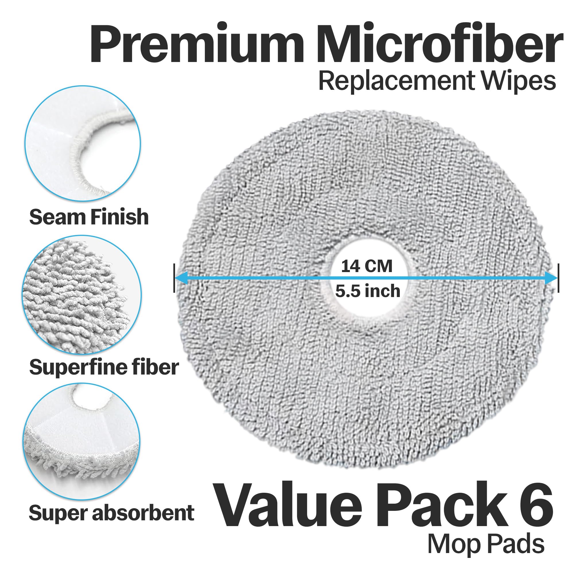 Dreame Mop Pads - 6 Pack Replacement -5 Dreame Mop Pads - 6 Pack Replacement -5