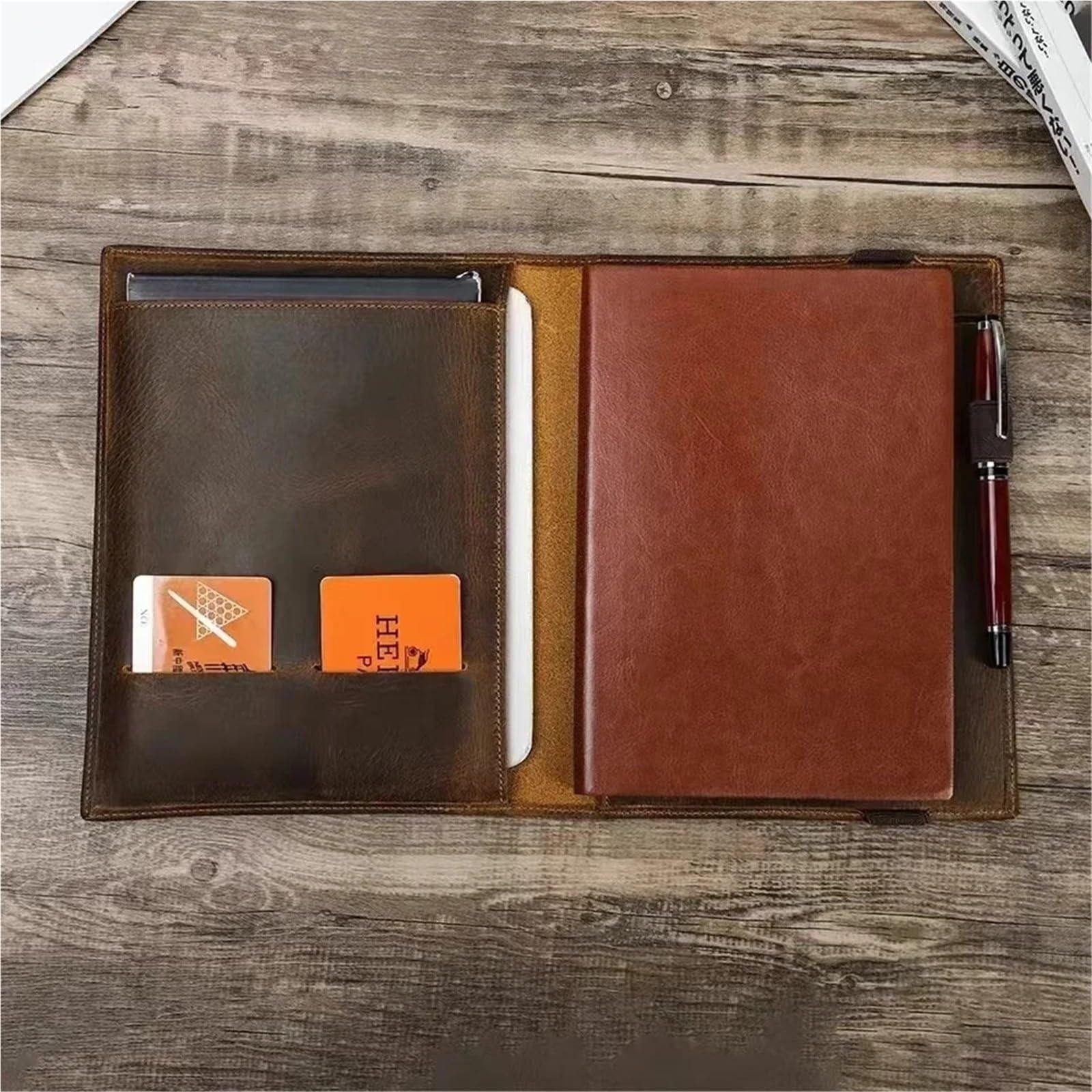 porta agenda in pelle Cartella portadocumenti A5/B5, copertina for libri, cancelleria aziendale, organizer for contratti in pelle(Coffee-b5)