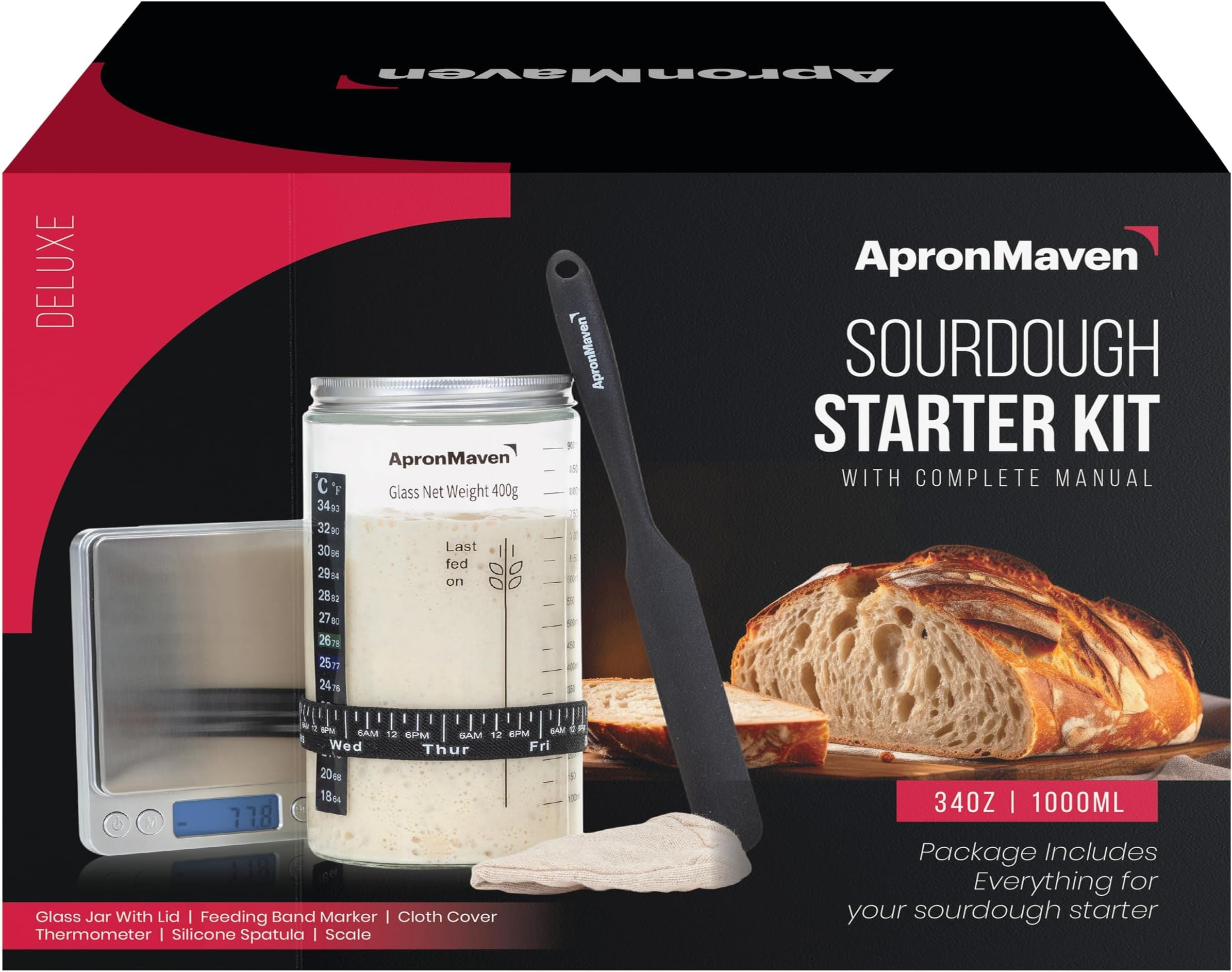 Complete Sourdough Bread Starter Kit, Glass Sourdough