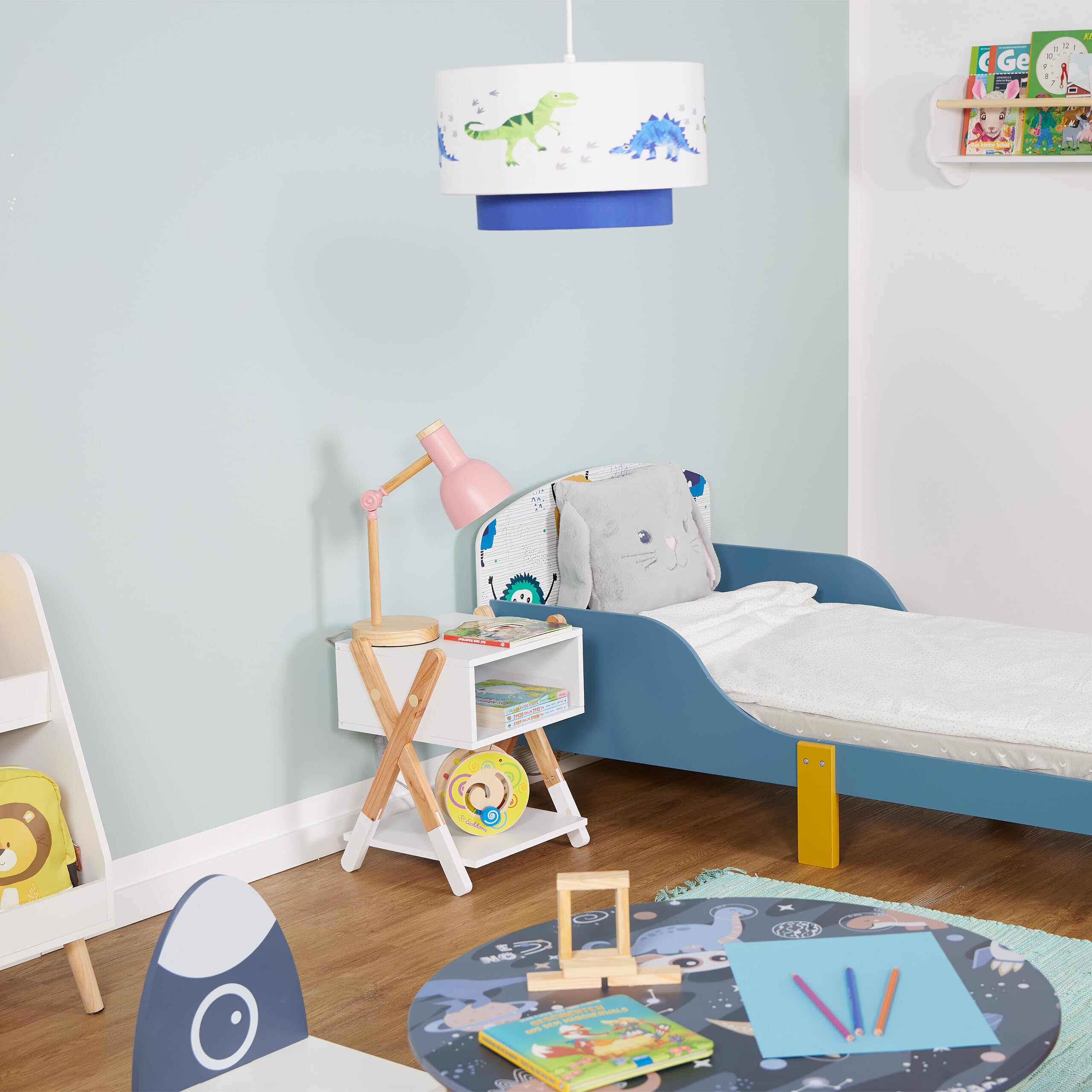 Relaxdays Table de Chevet, pour Votre Bout de Chou, Bois de pin et MDF, H x L x P : 42 x 34 x 30 cm, Multicolore