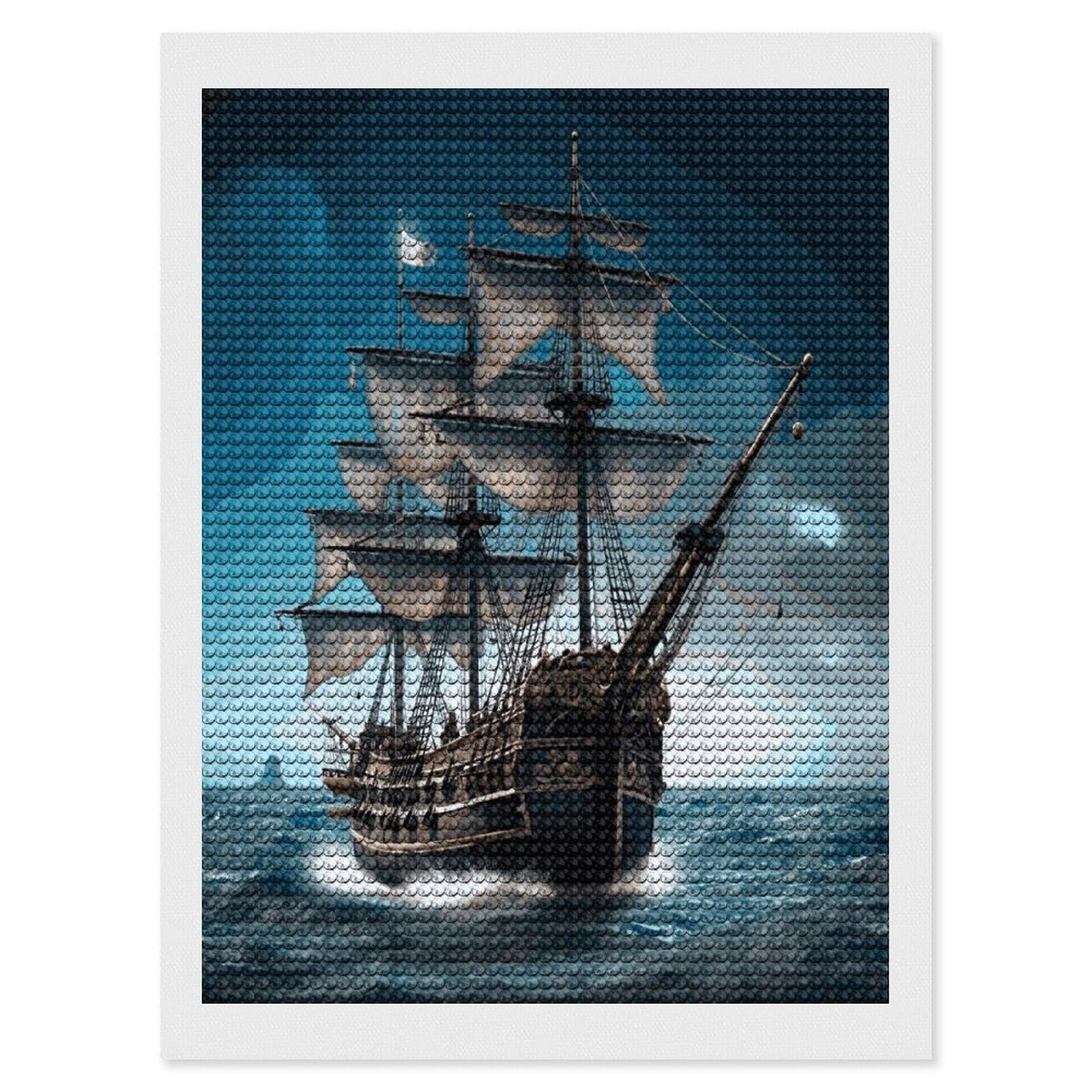FekiLoot Pirate Ship Diamond Painting Kits for Beginners DIY Diamond Art Kits for Adults Full Drill Round Diamond Dot Gem Art Painting Fun DIY Crafts for Home Kitchen Wall Decor Gift 12"x16"