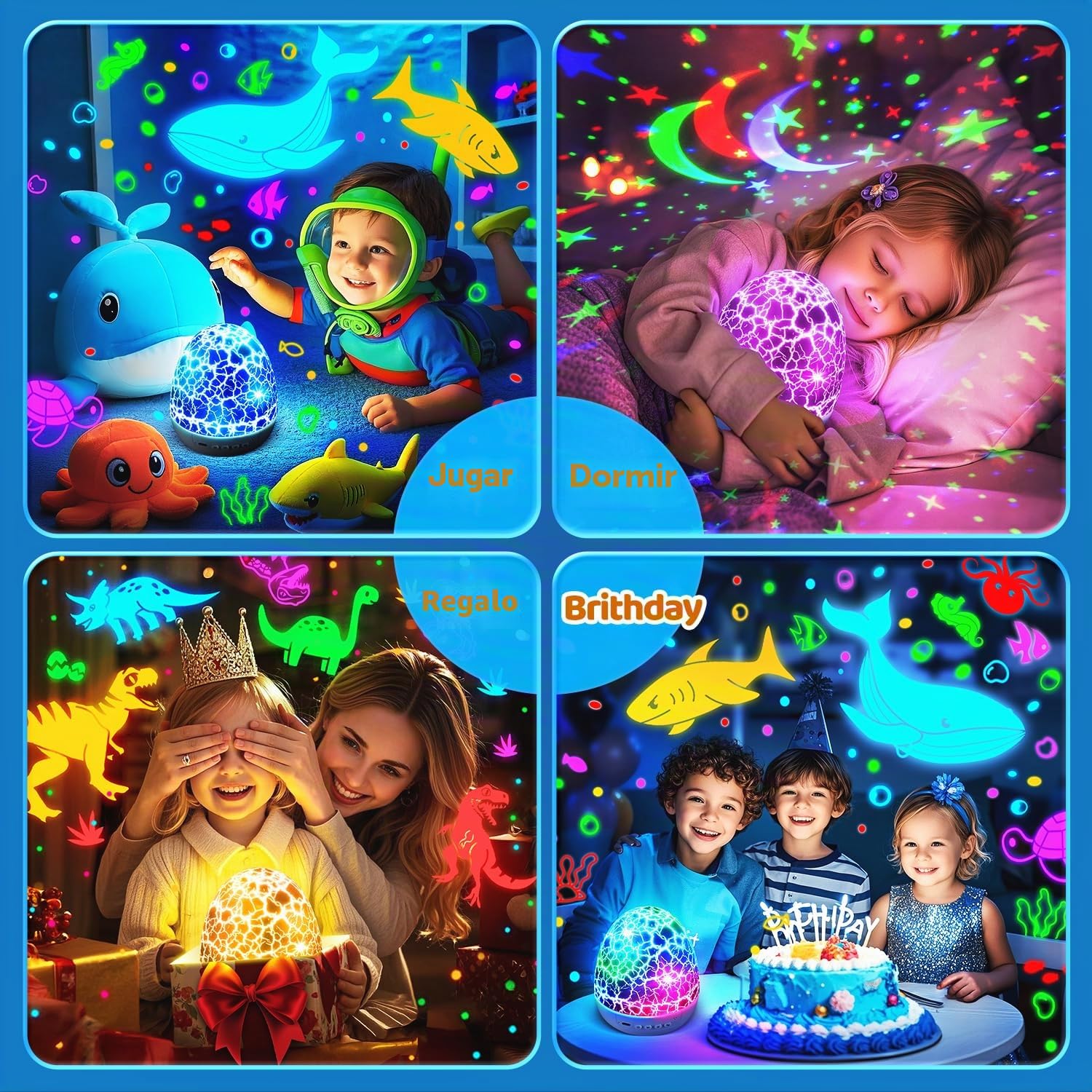 Staryou Proyector Estrellas Infantil,15 Música y 3 Temas Luz Nocturna Infantil,Luz Bebe Nocturna,Dinosaurios Juguetes con Control Remoto,3 Niveles de Intensidad y Temporizador,Juguetes Infantiles 0-6
