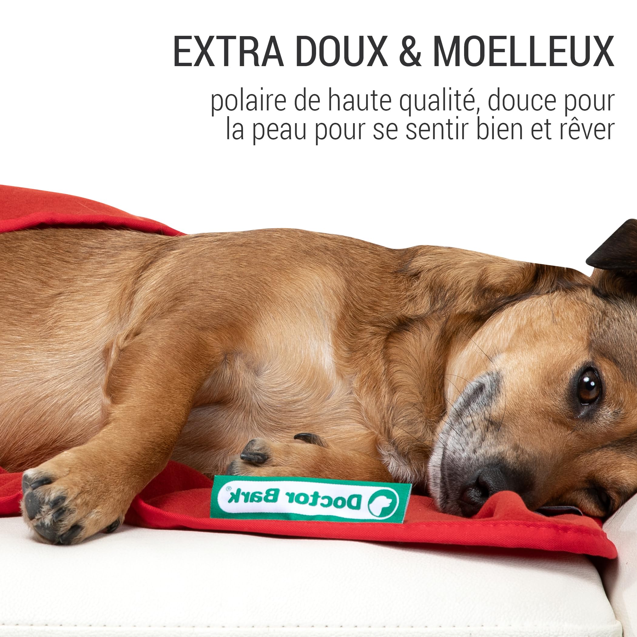 Doctor Bark Couverture Polaire Rouge pour Chien Taille XL 140 x 100 cm